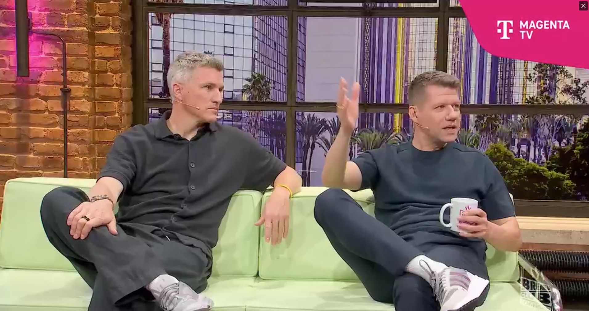 Experte Tobias Schweinsteiger und Schiedsrichter-Experte Patrick Ittrich bei der Sendung „Breakfast Club“ am Samstagmorgen.