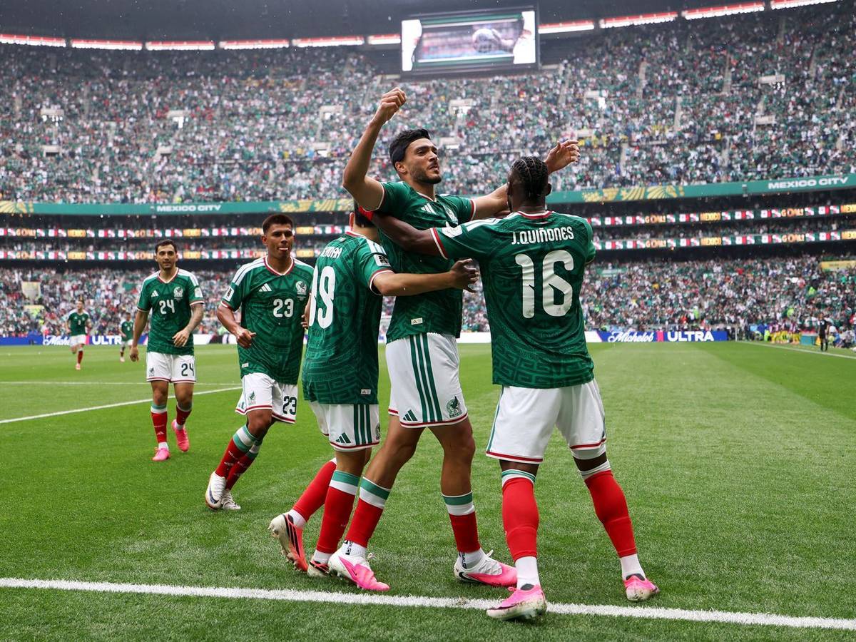 Raul Jimenez (Zweiter von rechts) traf für Mexiko beim WM-Eröffnungsspiel. (Bild: 2026 Getty Images/Carl Recine)