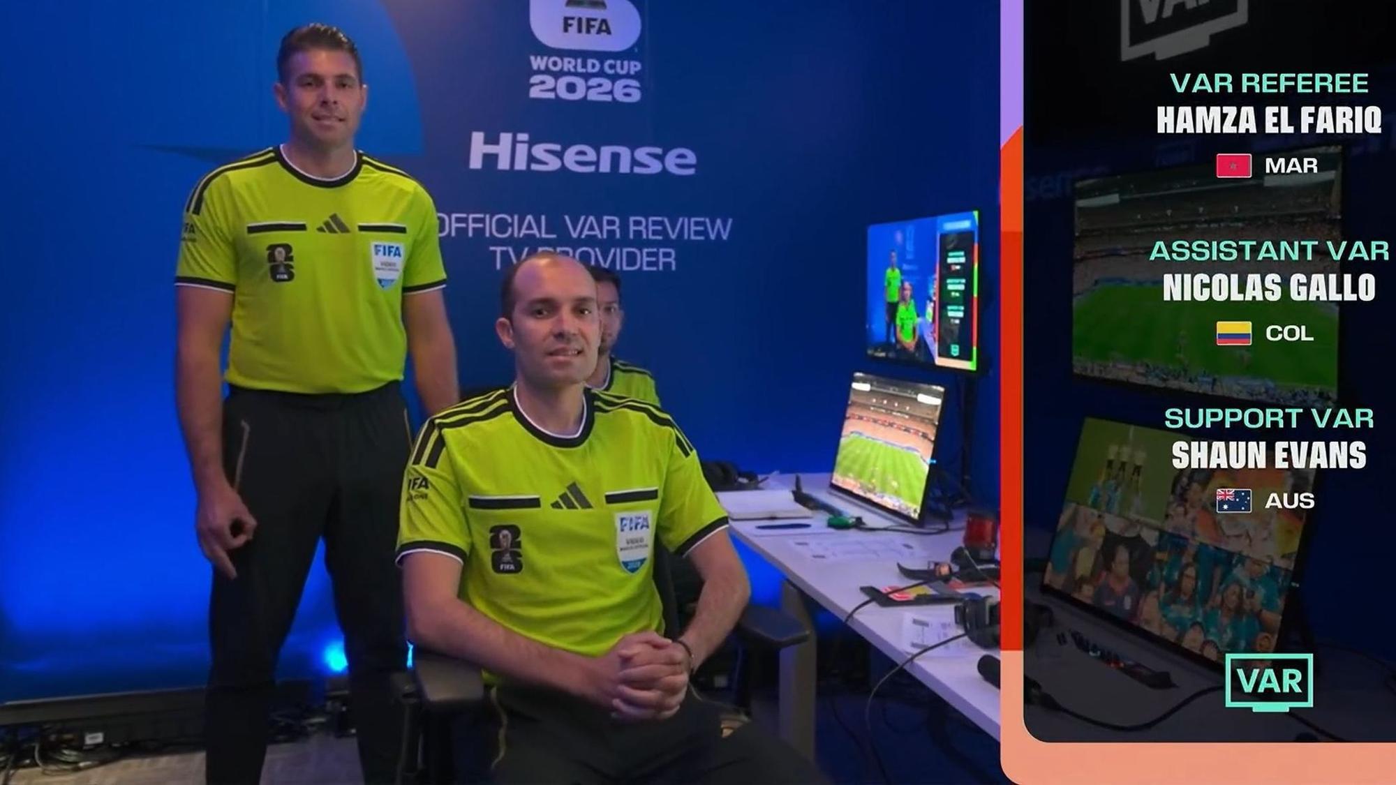 Das VAR-Trio vor dem Spiel der WM 2026 zwischen Deutschland und Curacao.