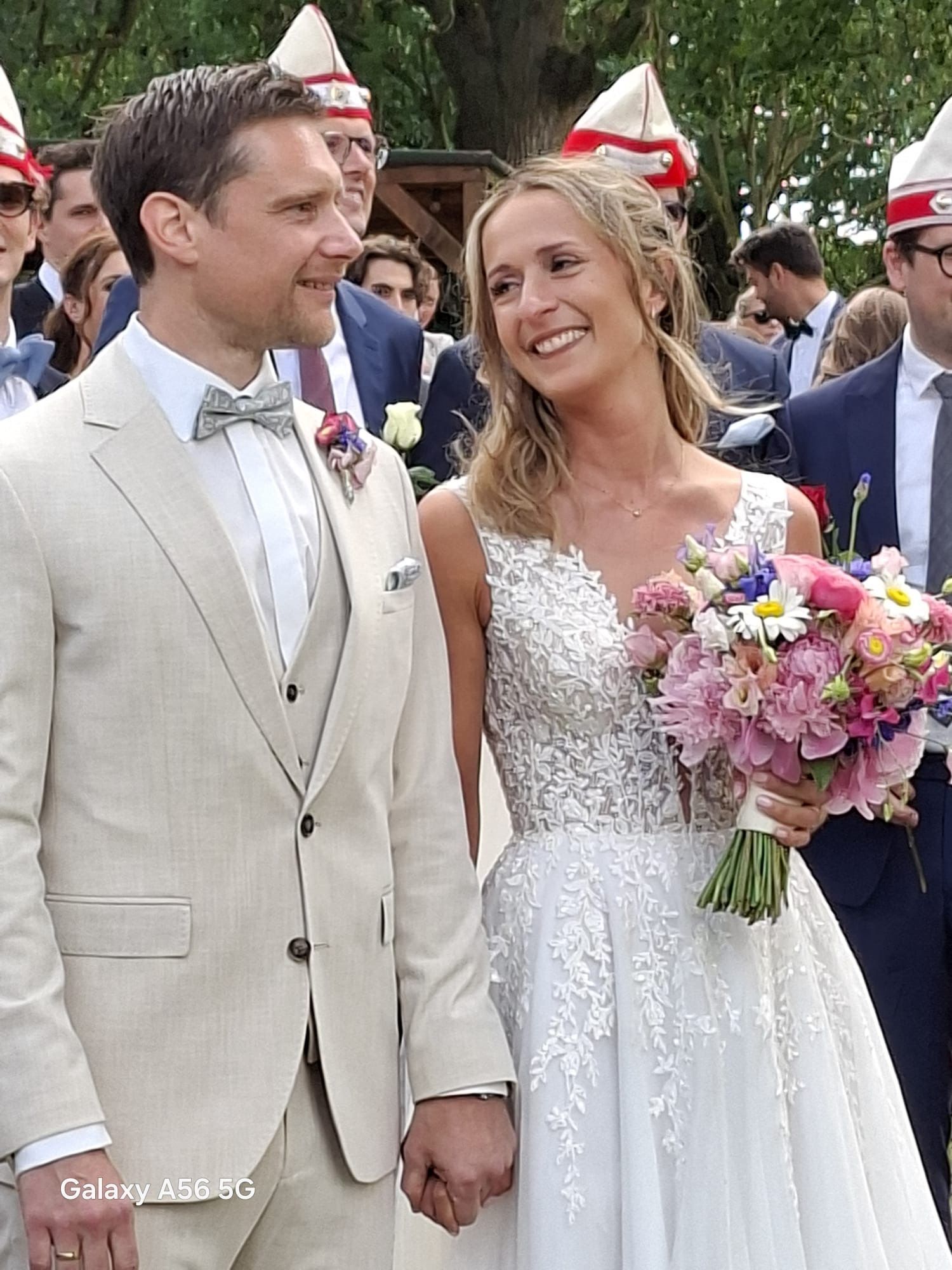 Tommy Engel und Sandra Wüst bei ihrer Hochzeit.