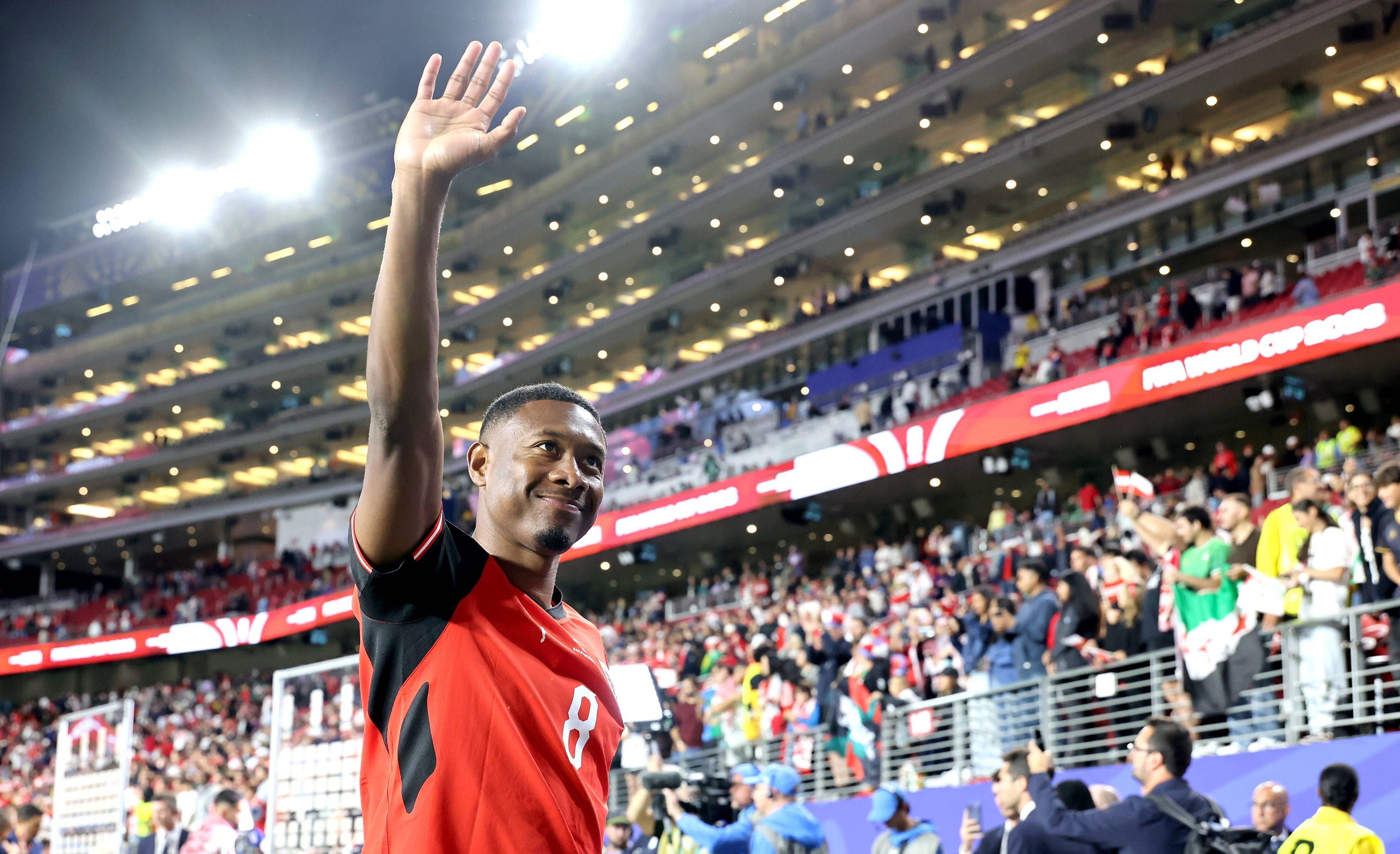 David Alaba jubelt nach dem WM-Auftaktsieg gegen Jordanien.