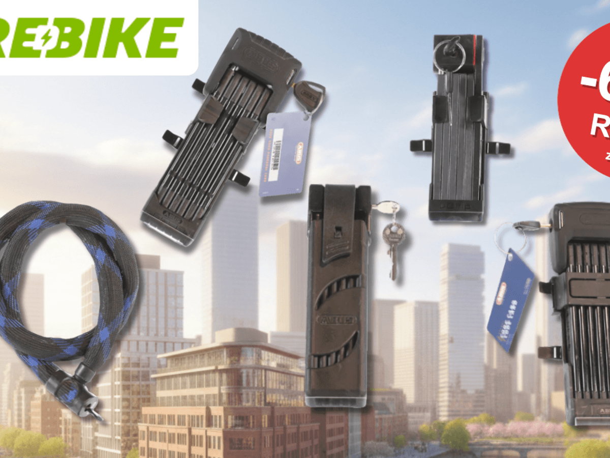 5 refurbished Schlösser von Abus vor einer Skyline.