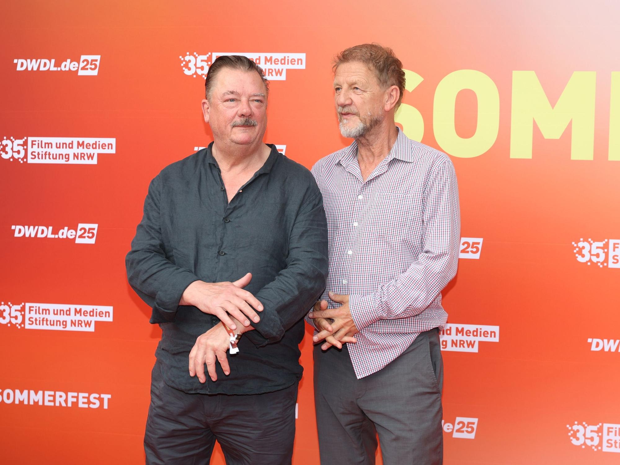 Sönke Wortmann und Peter Kurth beim Sommerfest der Film- und Medien-Stiftung NRW.