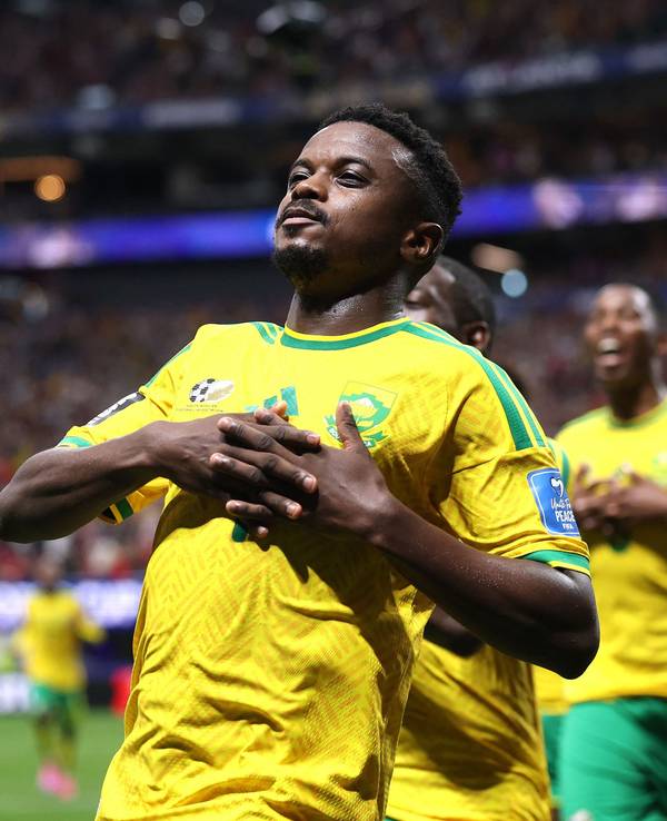 Teboho Mokoena bejubelt seinen Treffer gegen Tschechien bei der WM 2026.