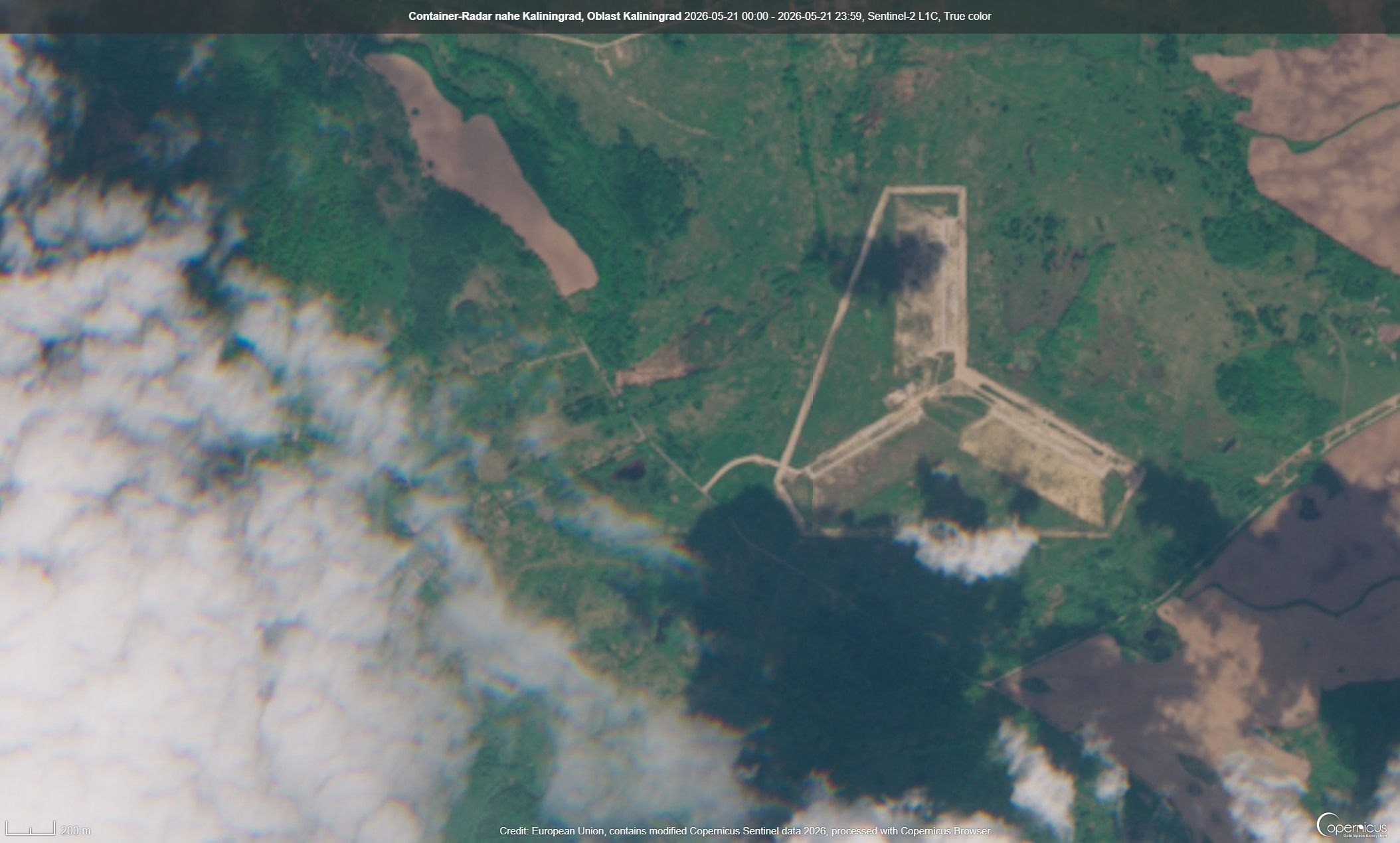 Satellitenbilder zeigen eine Radaranlage in der Oblast Kaliningrad: Sie hat einen Durchmesser von rund 1,6 Kilometern.