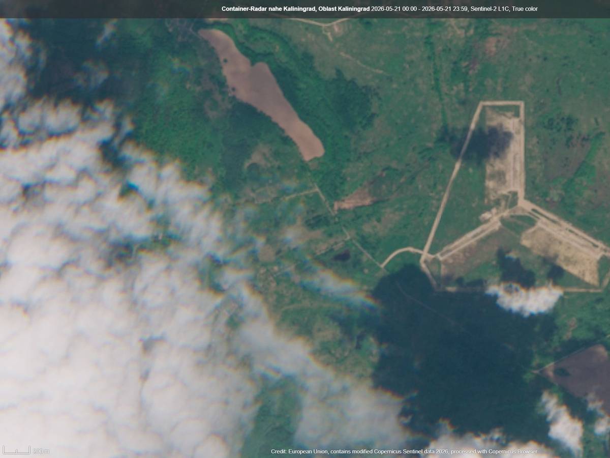 Satellitenbilder zeigen eine Radaranlage in der Oblast Kaliningrad: Sie hat einen Durchmesser von rund 1,6 Kilometern.