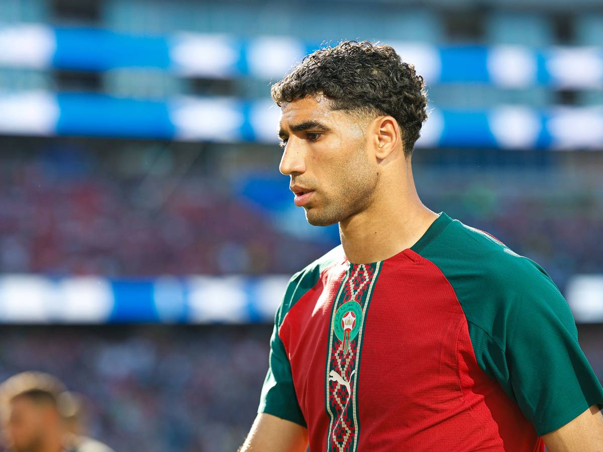 Der marokkanische PSG-Profi Hakimi während einer WM-Partie