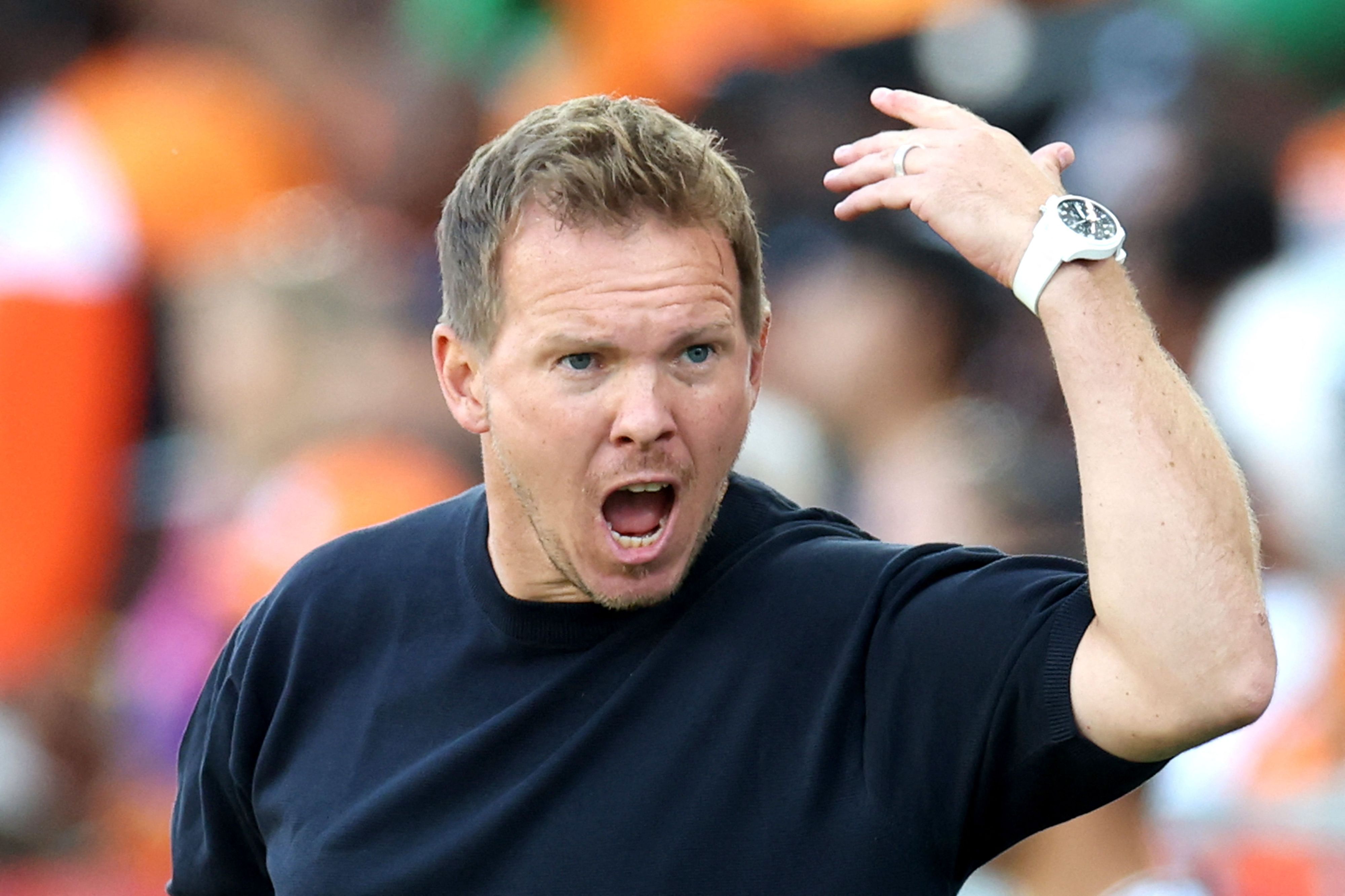 Beim WM-Spiel zwischen Deutschland und der Elfenbeinküste brüllt Julian Nagelsmann.