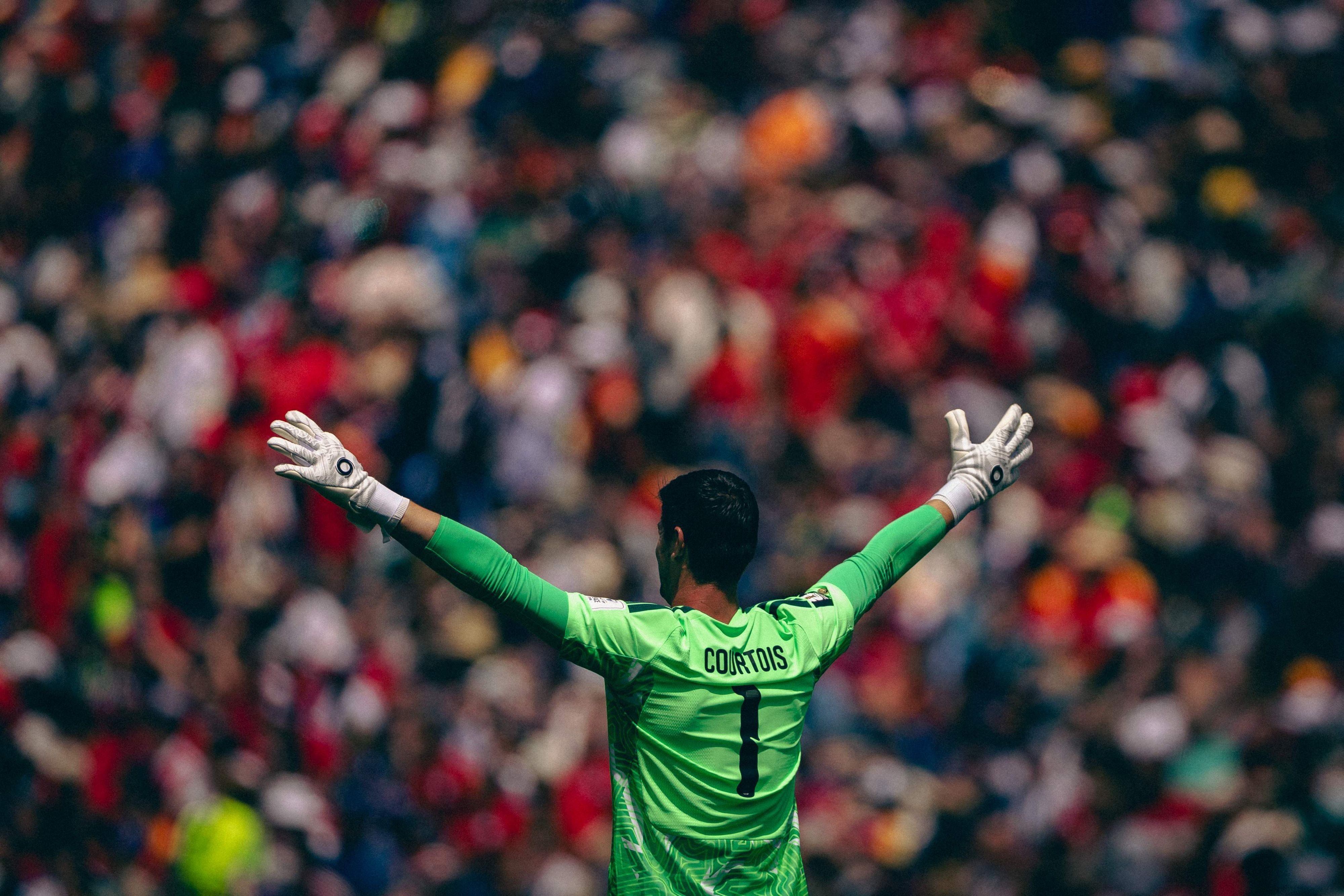 Torwart Thibaut Courtois und Zuschauer