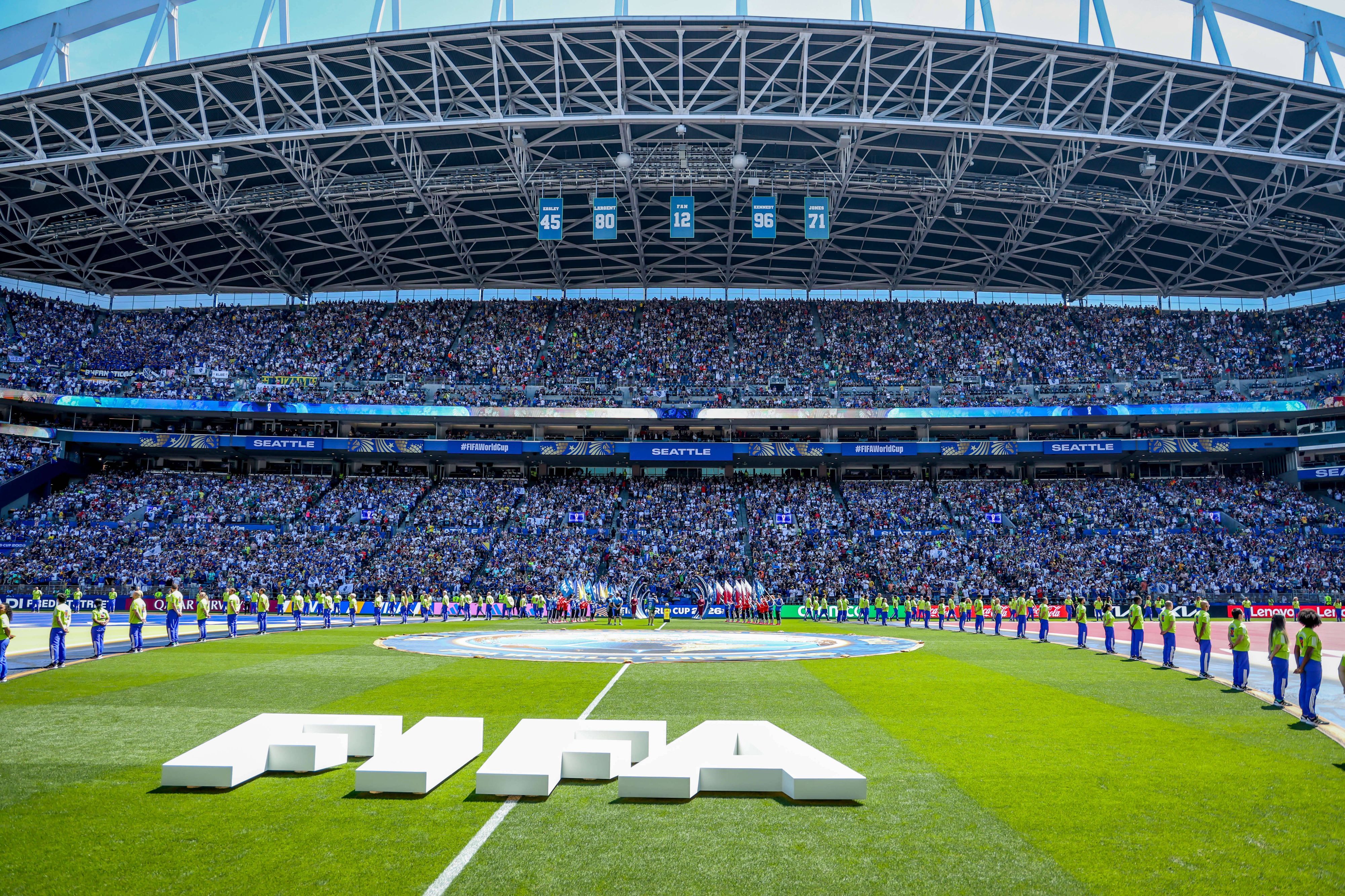 Blick auf die Tribüne im Stadion in Seattle.