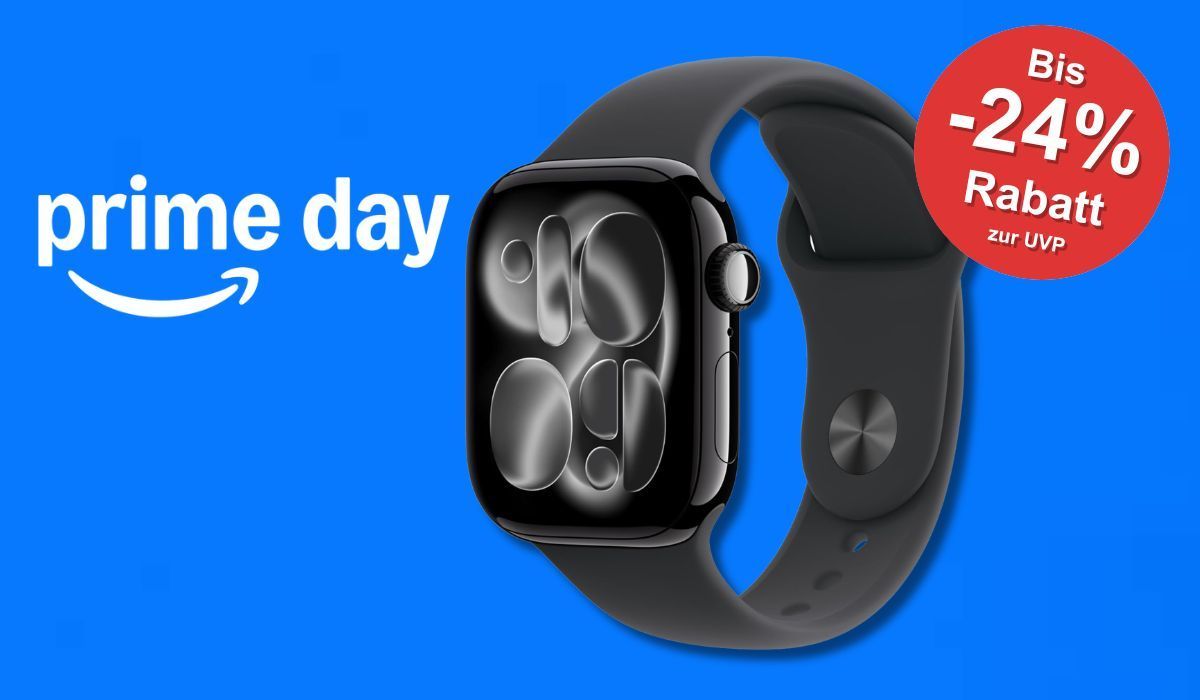 Die Apple Watch 11 vor einem blauen Hintergund.