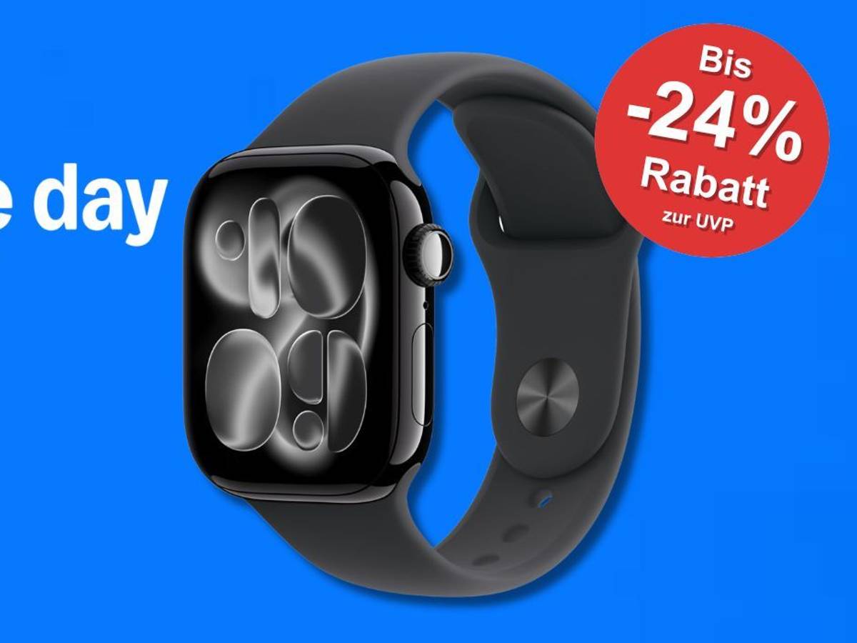 Die Apple Watch 11 vor einem blauen Hintergund.