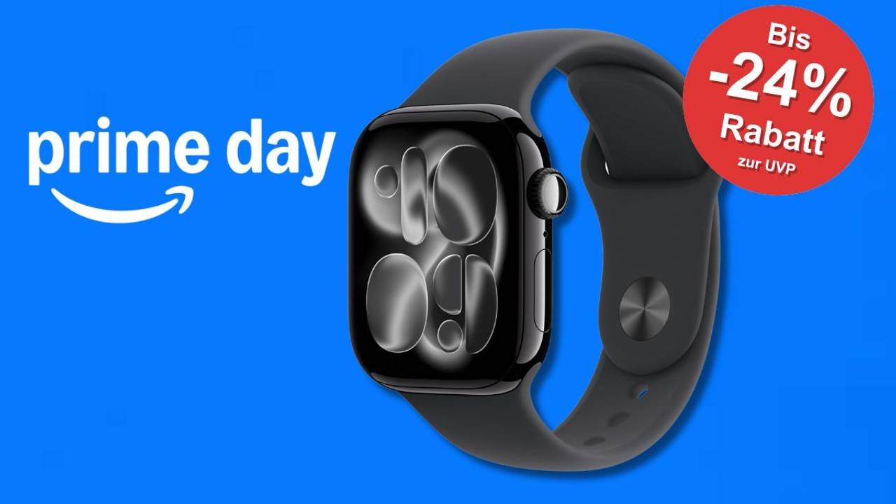 Die Apple Watch 11 vor einem blauen Hintergund.