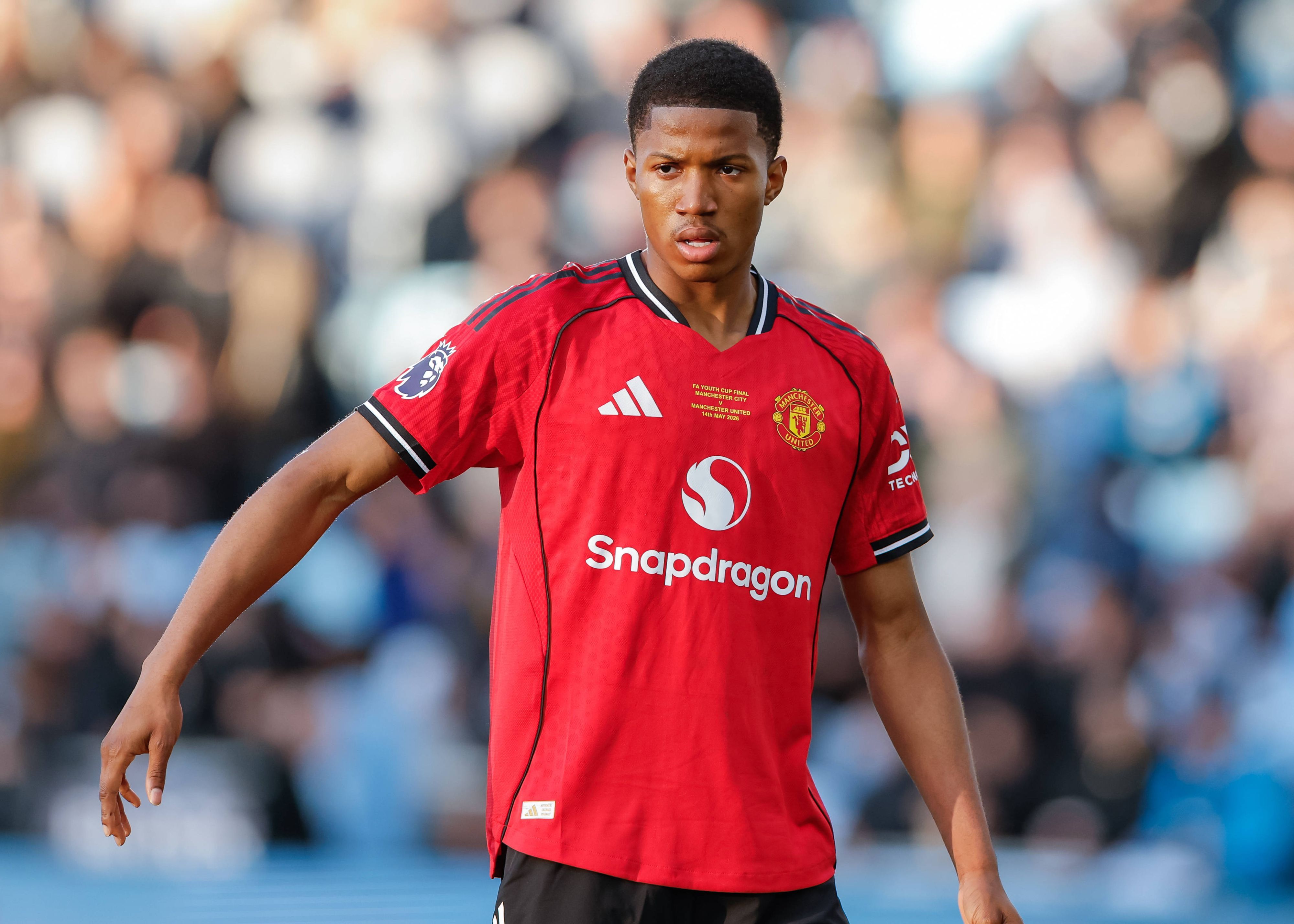 Der 18-jährige Mittelstürmer Chido Obi im Dress von Manchester United.