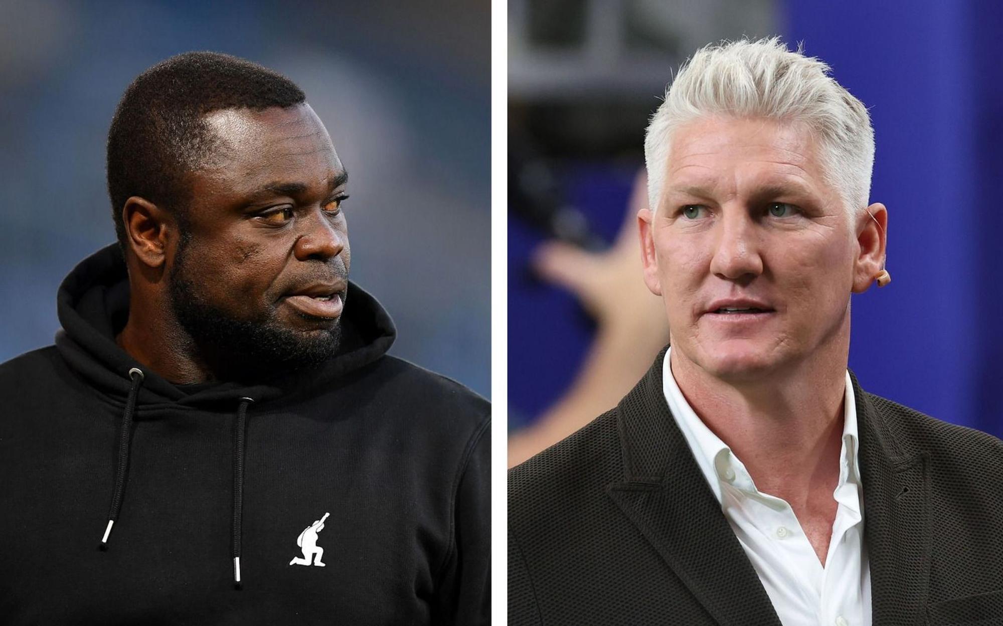 Gerald Asamoah hat die Aussagen von TV-Experte Bastian Schweinsteiger kritisiert, seinen früheren Mitspieler aber zugleich in Schutz genommen. (Bild: Getty Images / Frederic Scheidemann / Alexander Hassenstein (Collage))