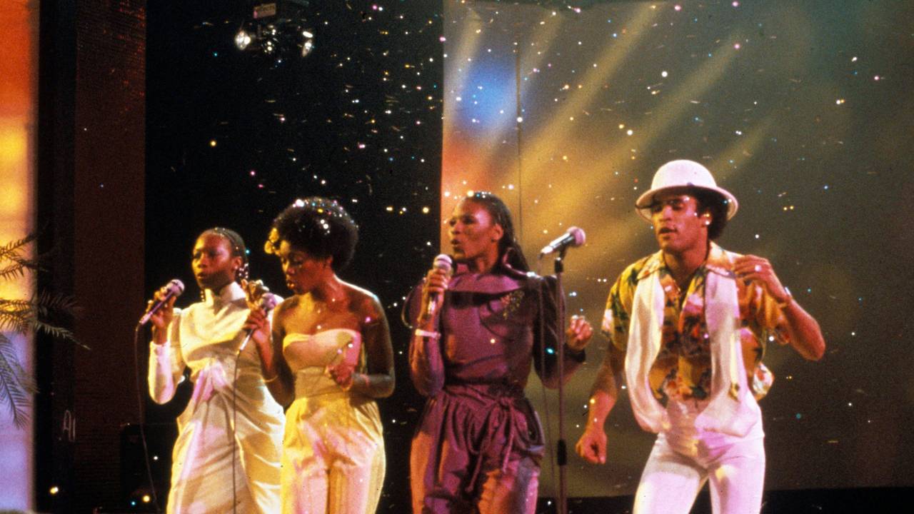 Boney M. auf der Bühne.