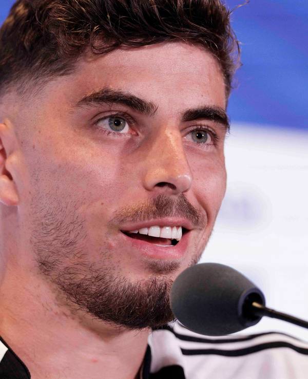DFB-Stürmer Kai Havertz auf der Pressekonferenz vor dem Spiel gegen Paraguay.
