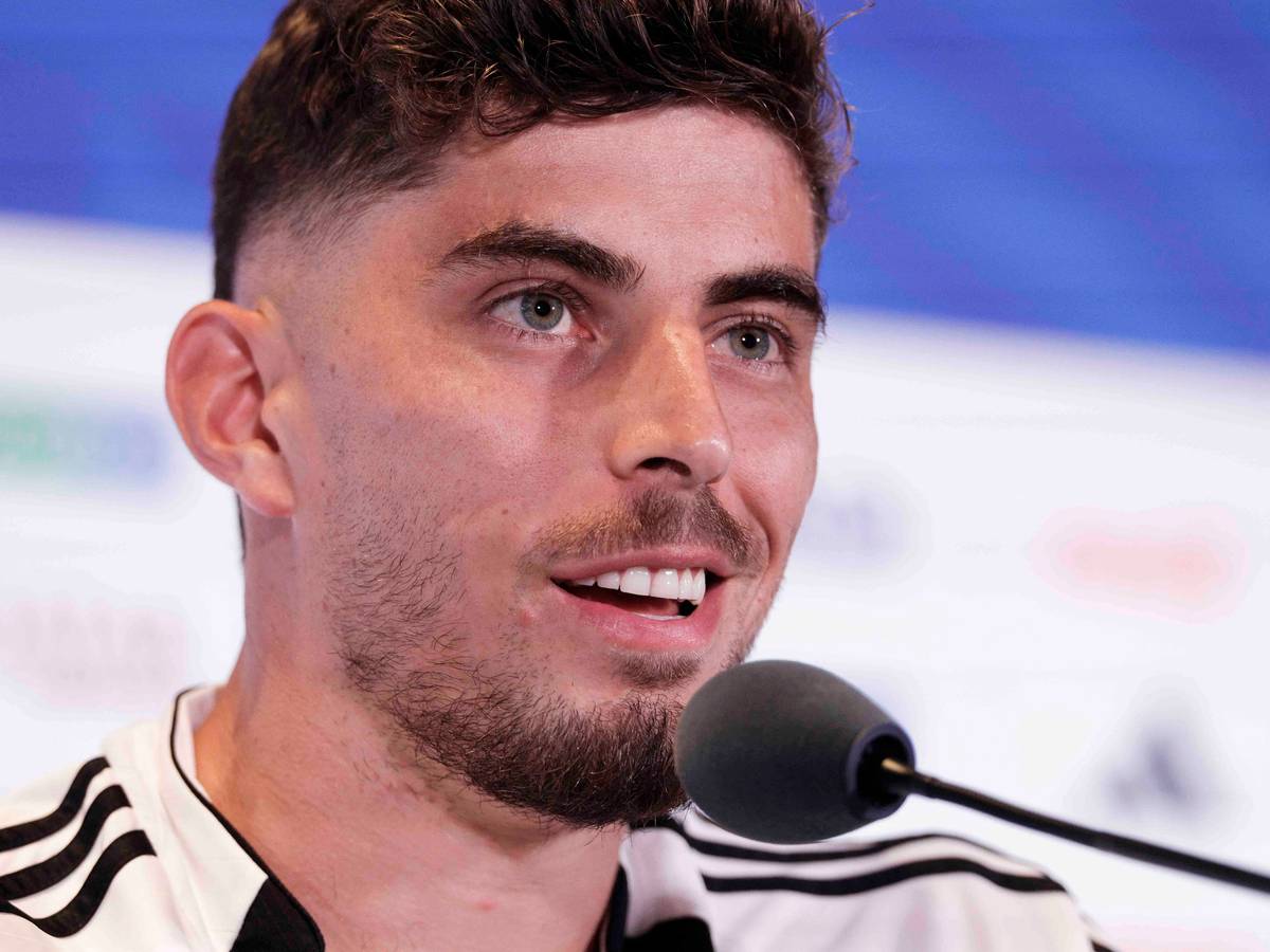 DFB-Stürmer Kai Havertz auf der Pressekonferenz vor dem Spiel gegen Paraguay.