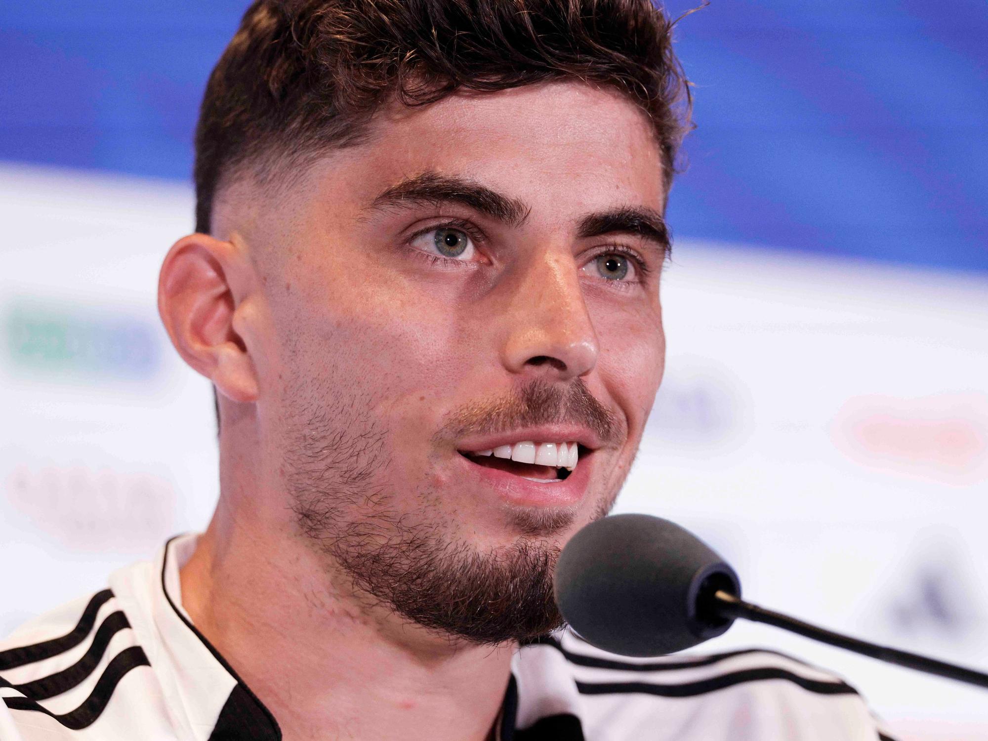 DFB-Stürmer Kai Havertz auf der Pressekonferenz vor dem Spiel gegen Paraguay.