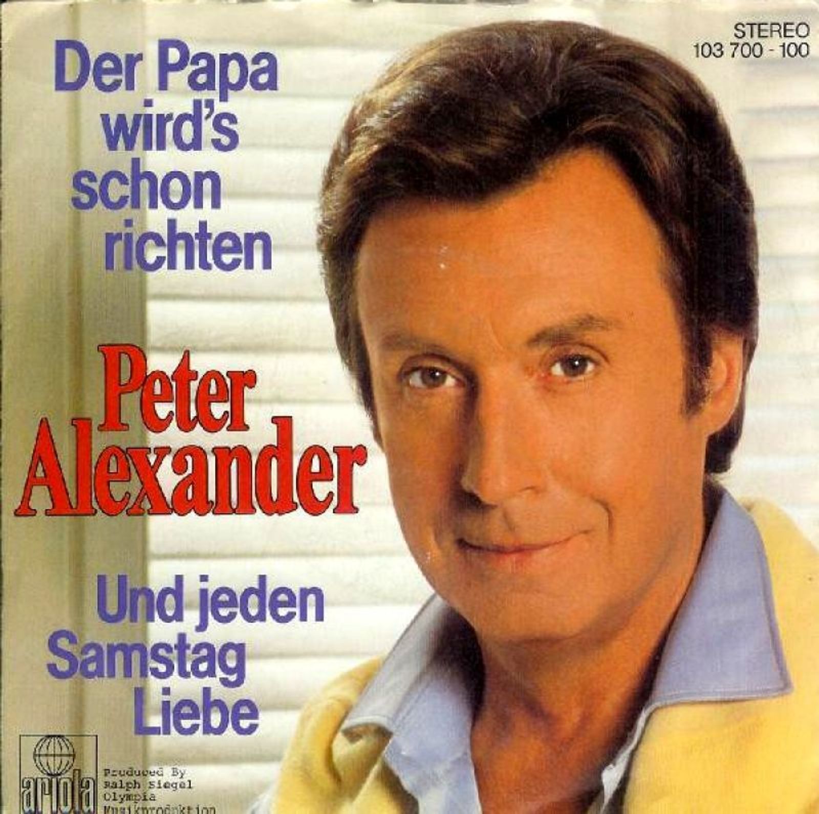 Mit „Der Papa wird's schon richten“ hatte Peter Alexander 1981 seinen letzten großen Hit. (Bild: Ariola)