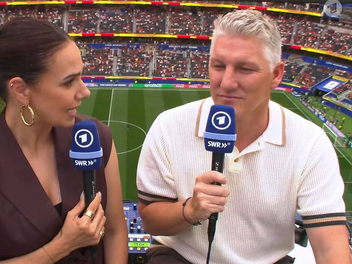 Esther Sedlaczek hat mit Bastian Schweinsteiger in der ARD über eine mögliche Nachfolge von Julian Nagelsmann gesprochen. (Bild: ARD)