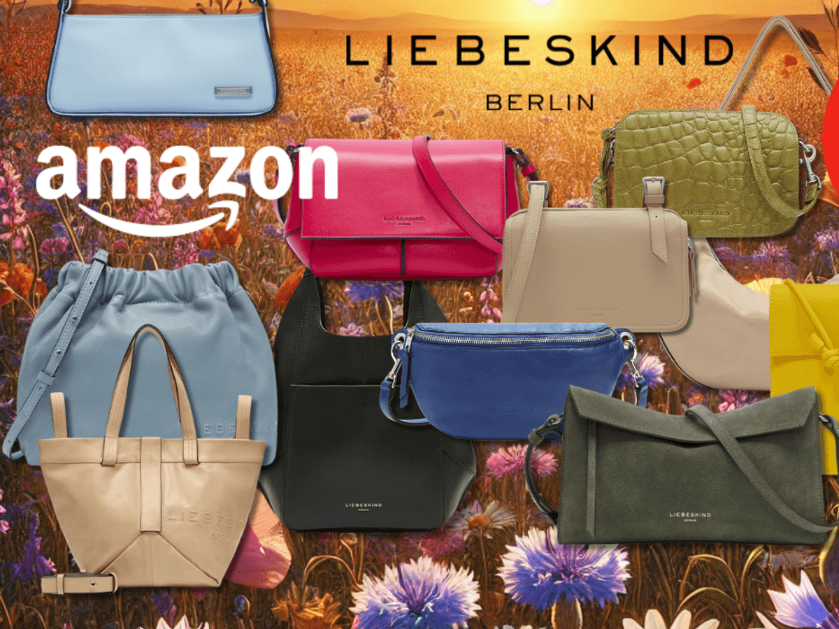 Darstellung verschiedener Liebeskind Berlin Handtaschen vor einem winterlichen Hintergrund.