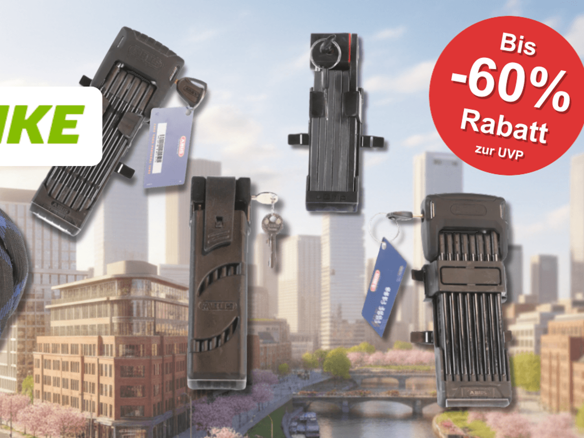 5 refurbished Schlösser von Abus vor einer Skyline.