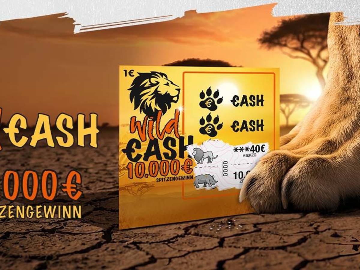 Das Rubbellos Wild Cash bietet die Chance auf 10.000 Euro Spitzengewinn.