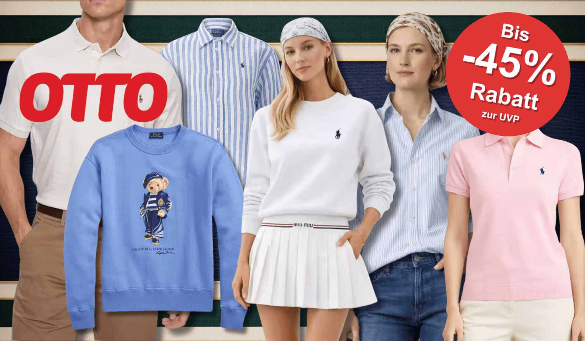 Eine Darstellung von verschiedenen Models die Ralph Lauren tragen.