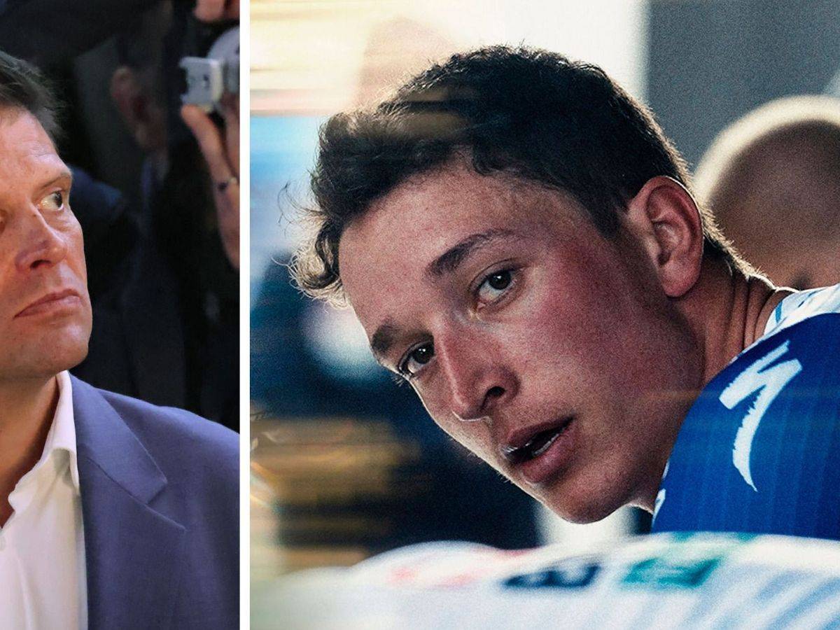 Florian Lipowitz (rechts) steht im Mittelpunkt der neuen Staffel der ARD-Dokumentation „Mythos Tour“. Jan Ullrich ordnet die Situation des Shootingstars ein. (Bild: Getty Images / Christof Koepsel / SR (Collage))