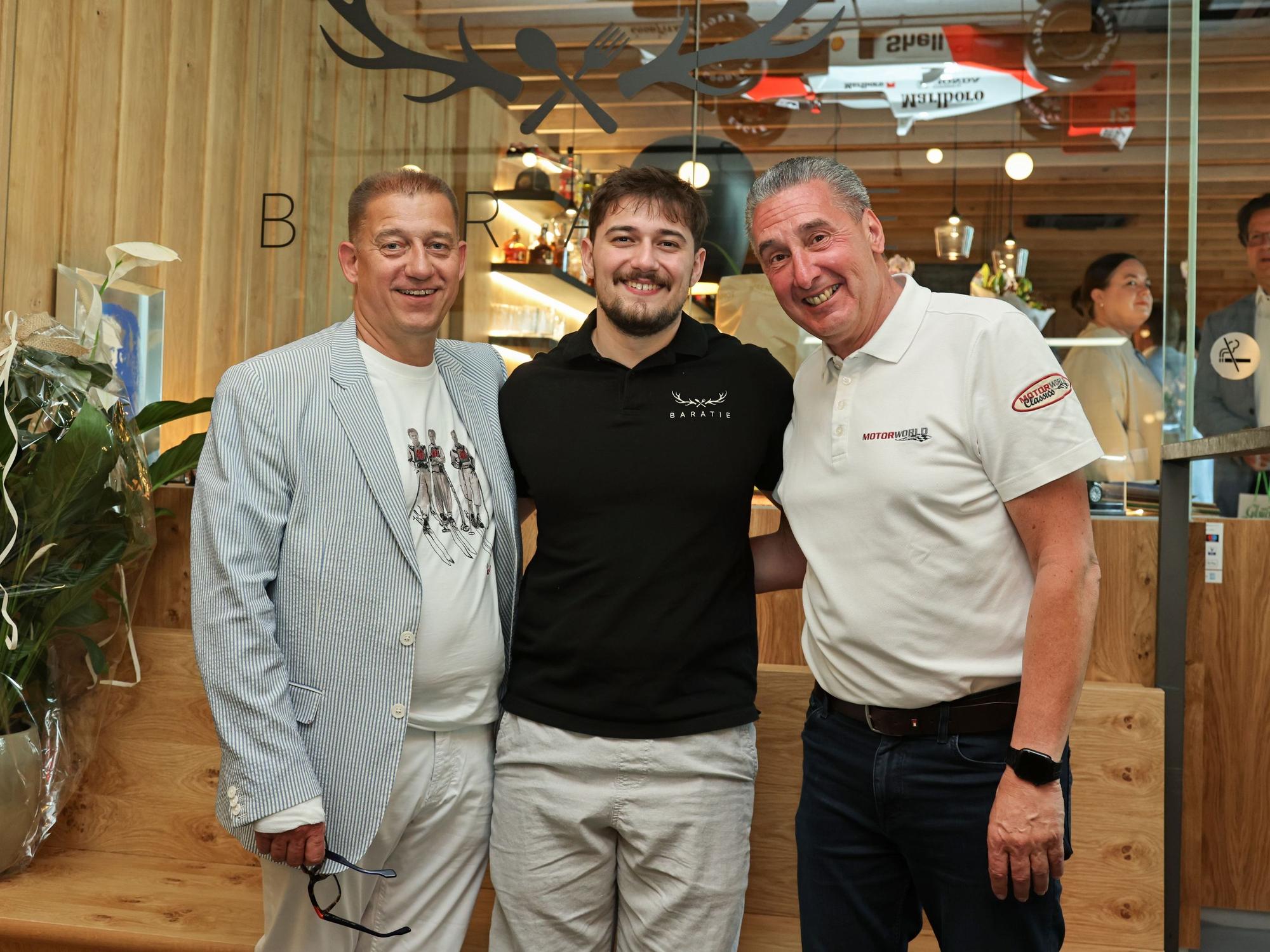 Dirk Strohmenger mit Alexander Metternich und Stefan Portz im Baratie.