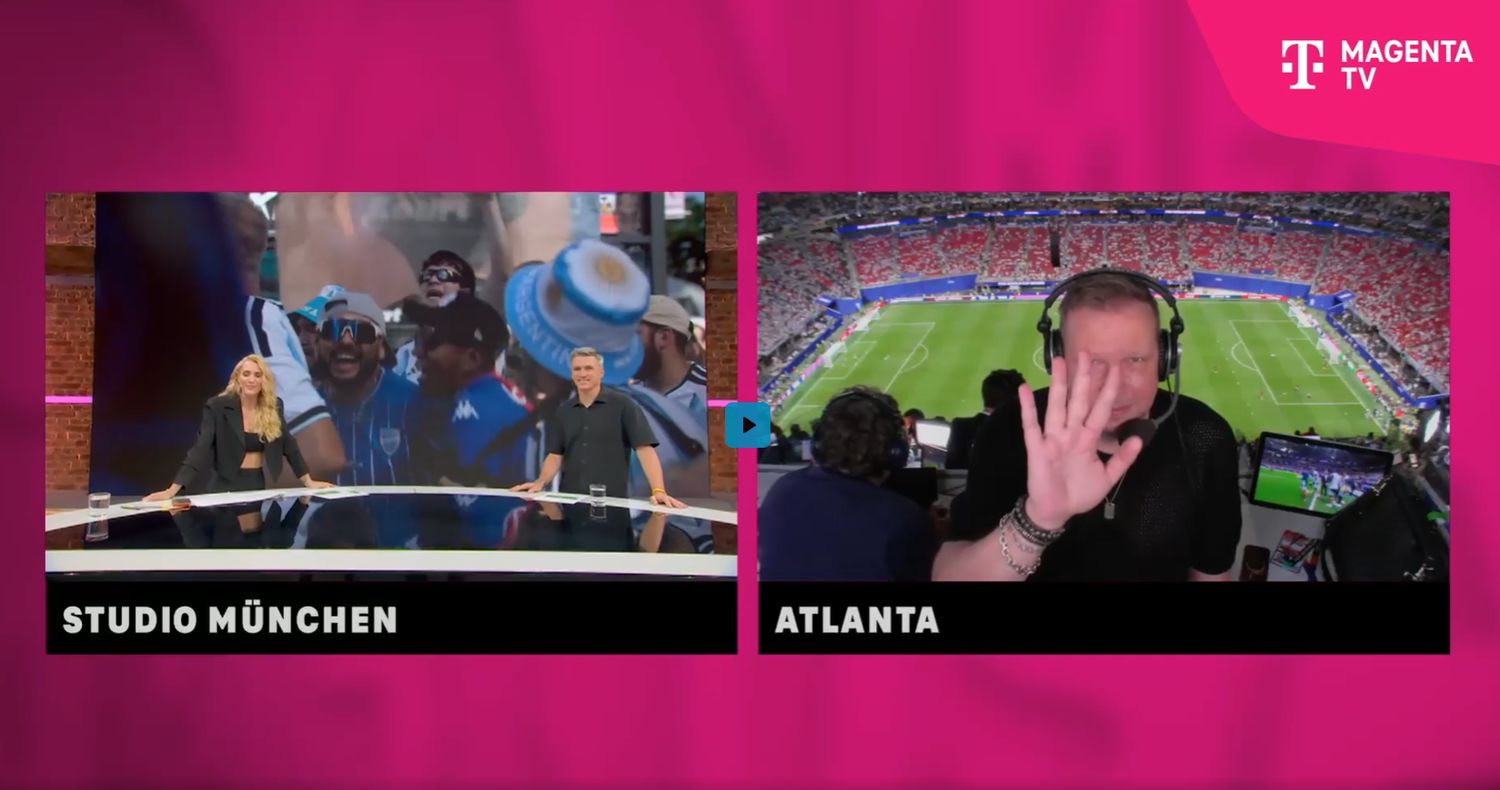 Anna Kraft und Wolff Fuss während einer Schalte auf MagentaTV. Foto: Screenshot MagentaTV