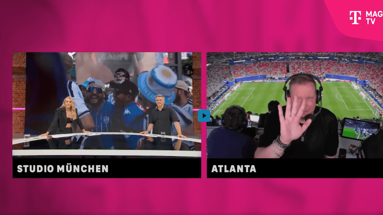 Anna Kraft und Wolff Fuss während einer Schalte auf MagentaTV. Foto: Screenshot MagentaTV