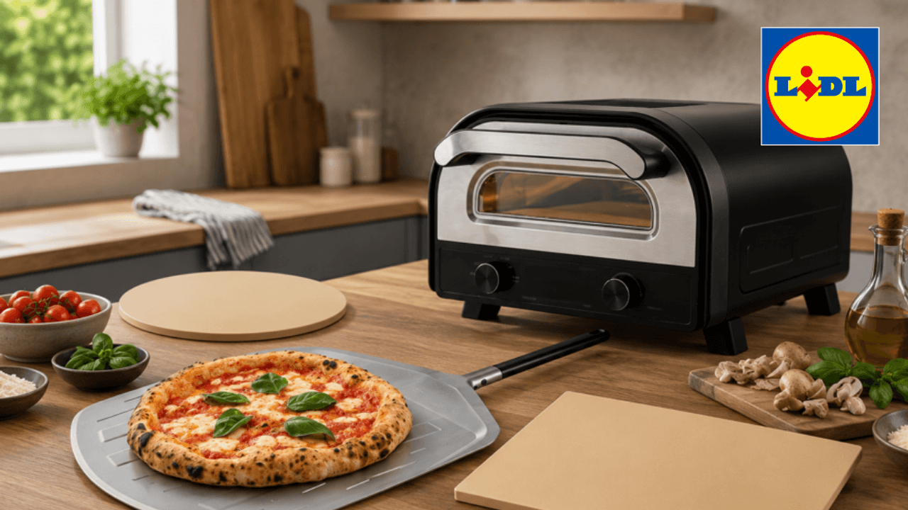Ein Pizzaofen in einer Küche abgebildet.