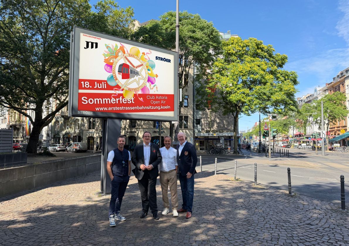 Werbetafel für das Sommerfest der KG 1. Straßenbahnsitzung.