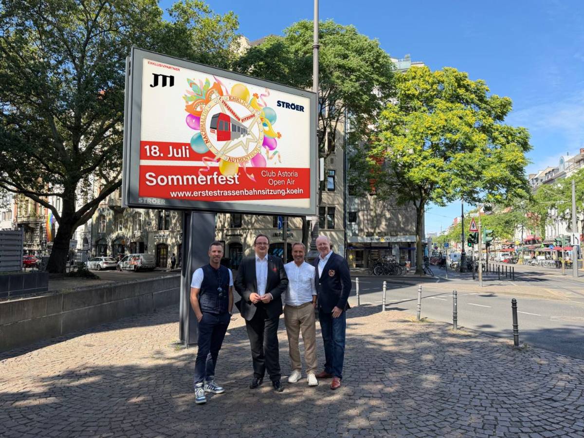 Werbetafel für das Sommerfest der KG 1. Straßenbahnsitzung.