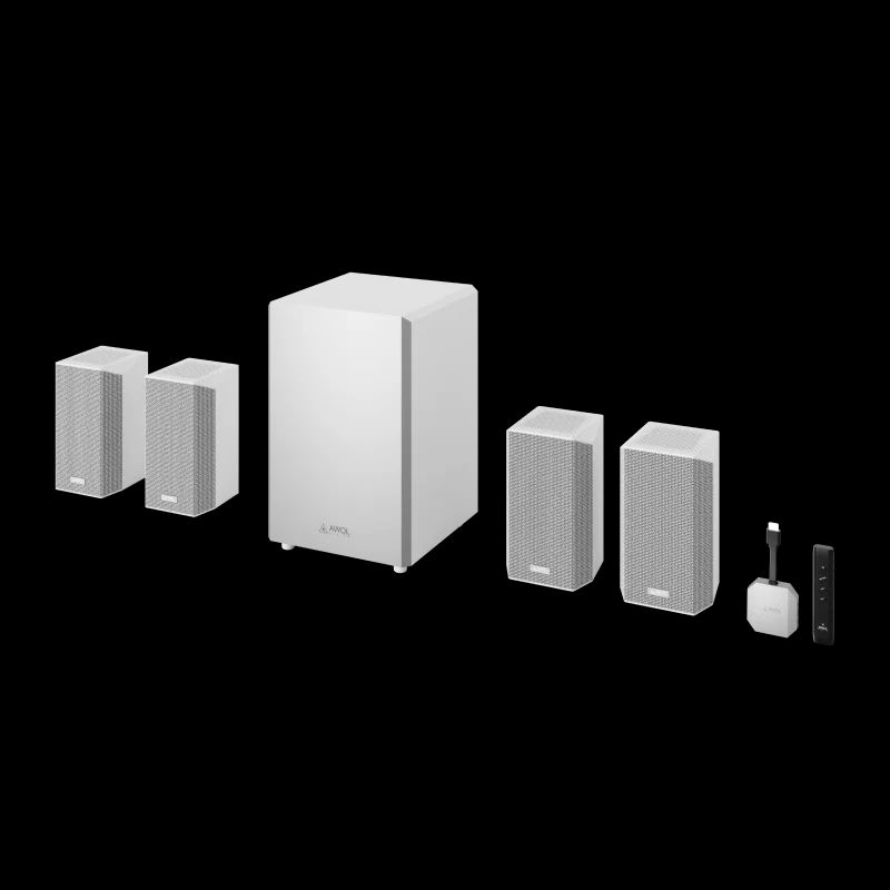 EXPRESS.de verlost ein Premium-Soundsystem von AWOL Vision mit vier Satellitenlautsprechern und einem leistungsstarken Subwoofer.