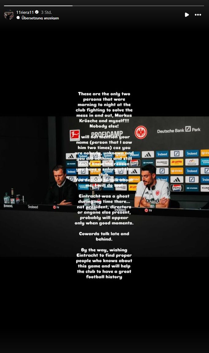Die Instagram-Story von Albert Riera vom 9. Juli 2026.