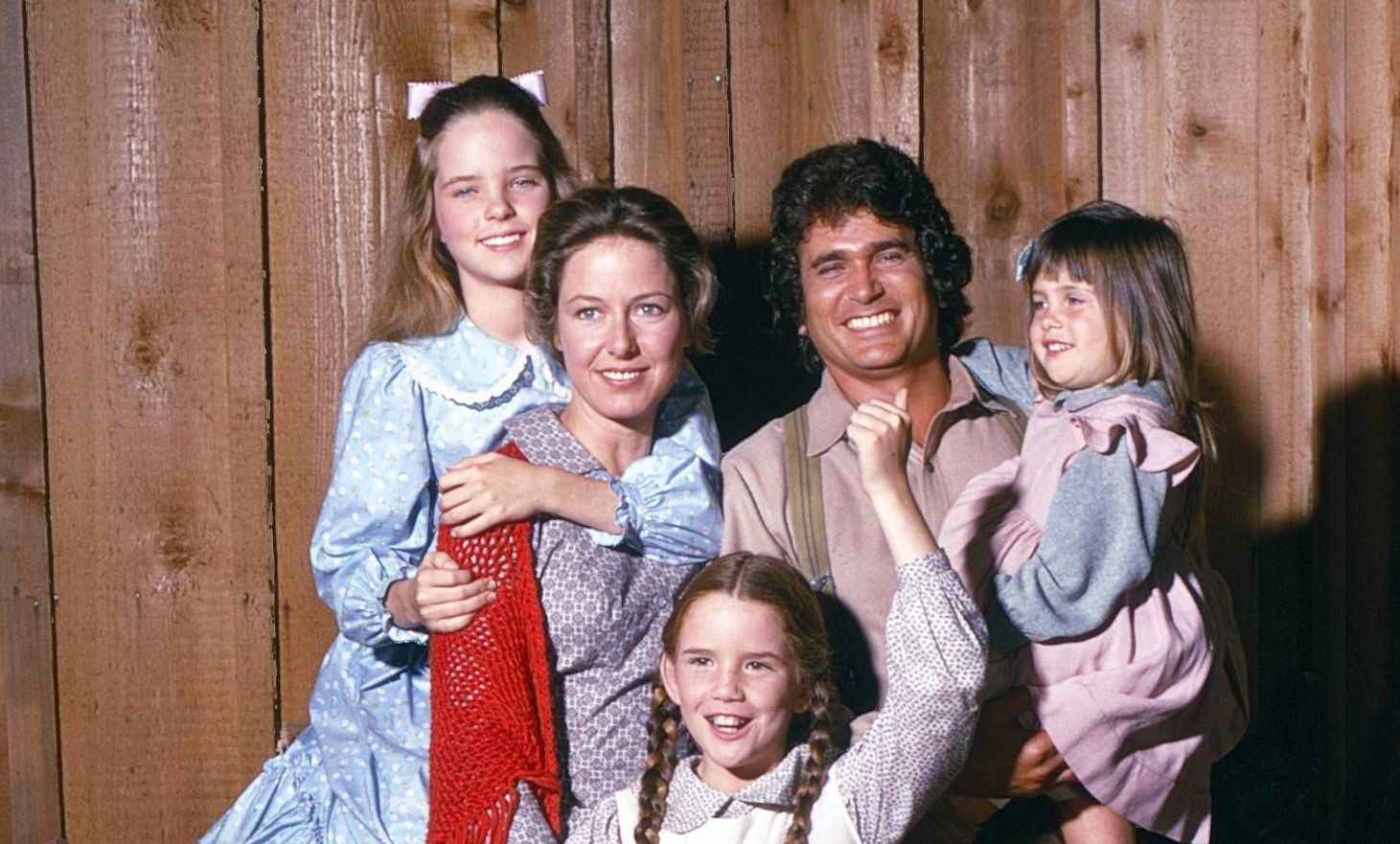 Melissa Sue Anderson, Karen Grassle, Melissa Gilbert, Michael Landon, Lindsay bzw. Sidney Greenbush in der Serie „Unsere kleine Farm“.