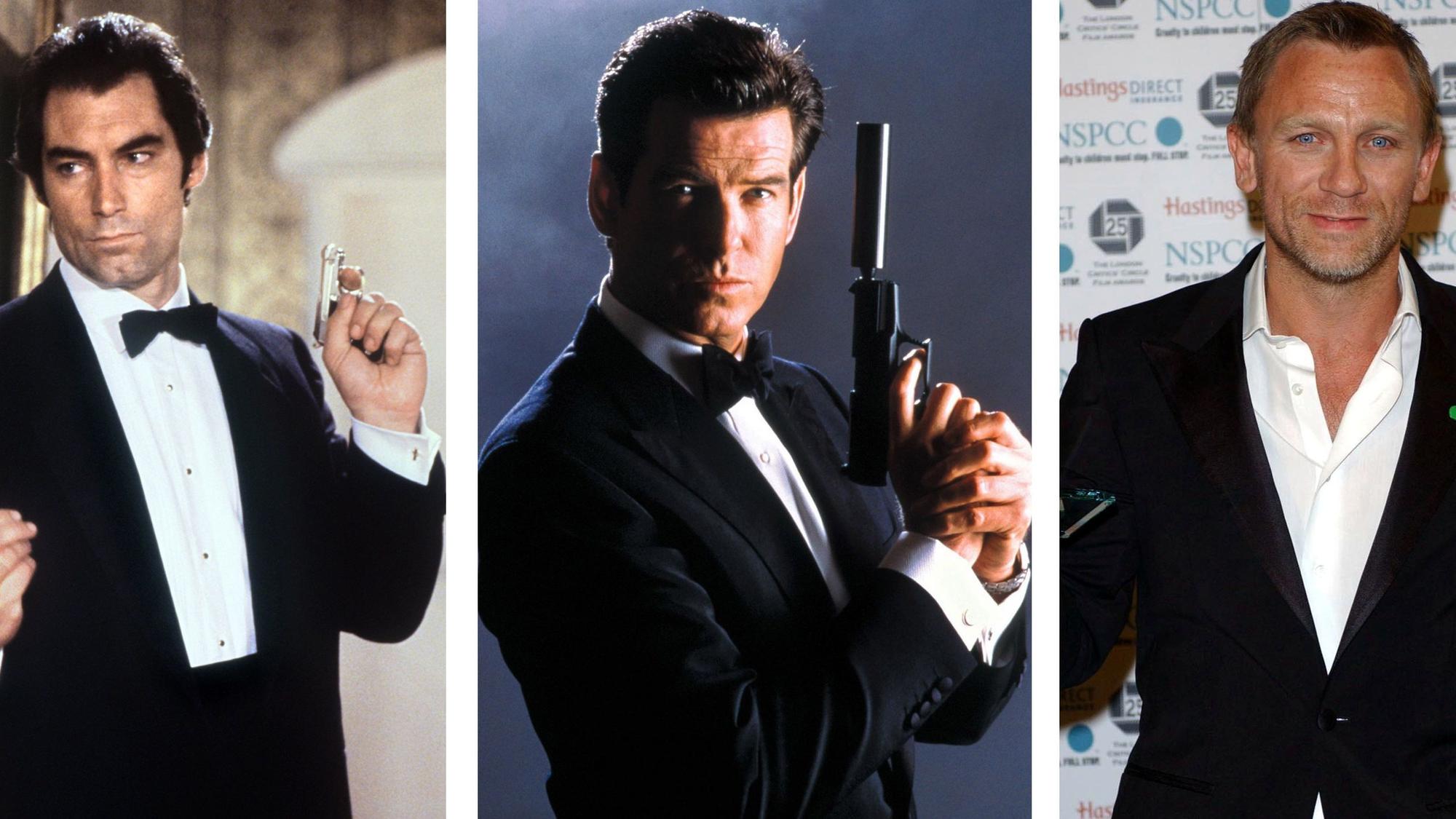 Die James-Bond-Darsteller (unten l-r) Timothy Dalton, Pierce Brosnan und Daniel Craig.
