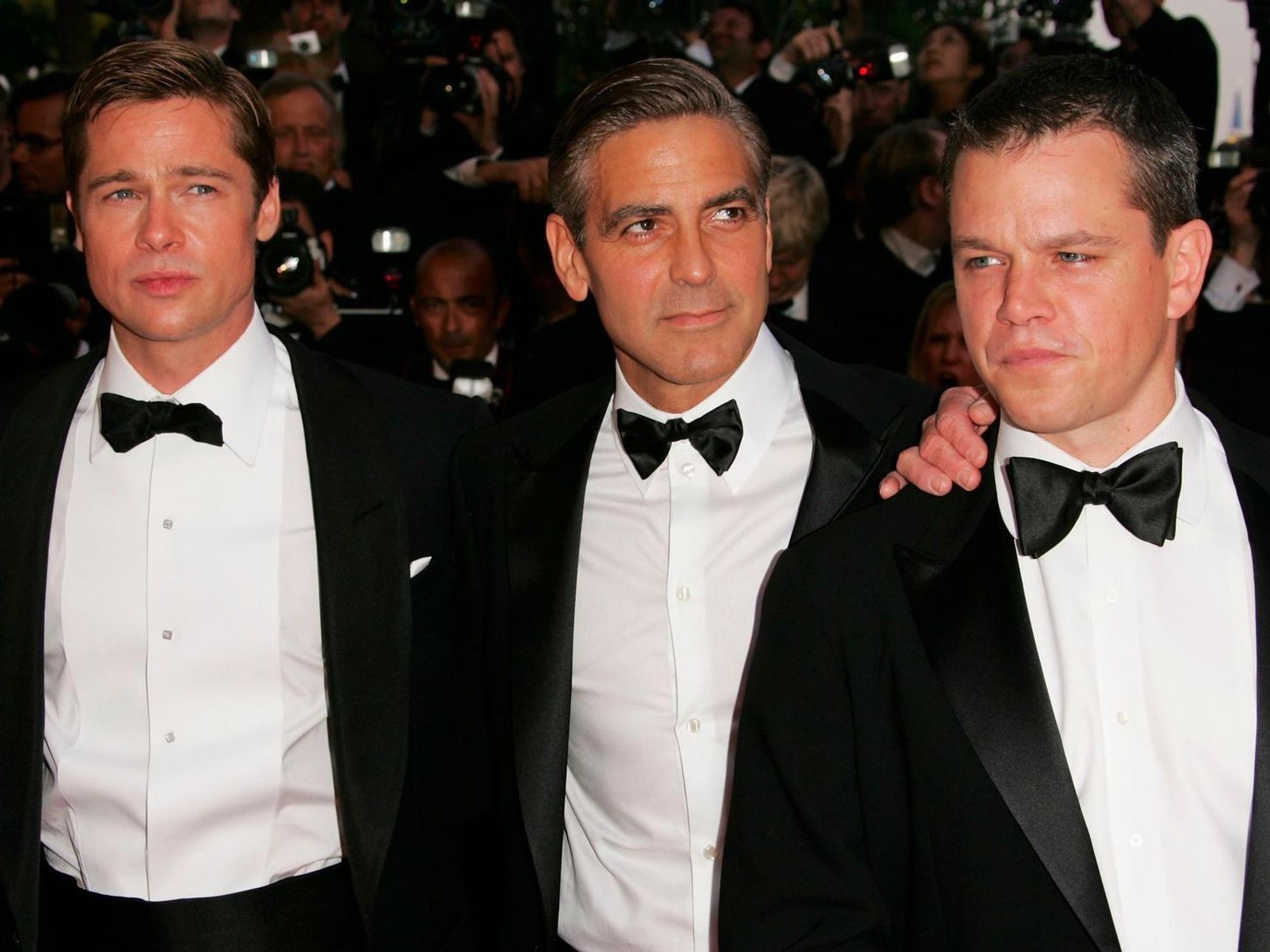 Auch Matt Damon (rechts) und Brad Pitt (links) sind neben George Clooney in „Ocean's 14“ dabei. (Bild: 2007 Getty Images/Peter Kramer)