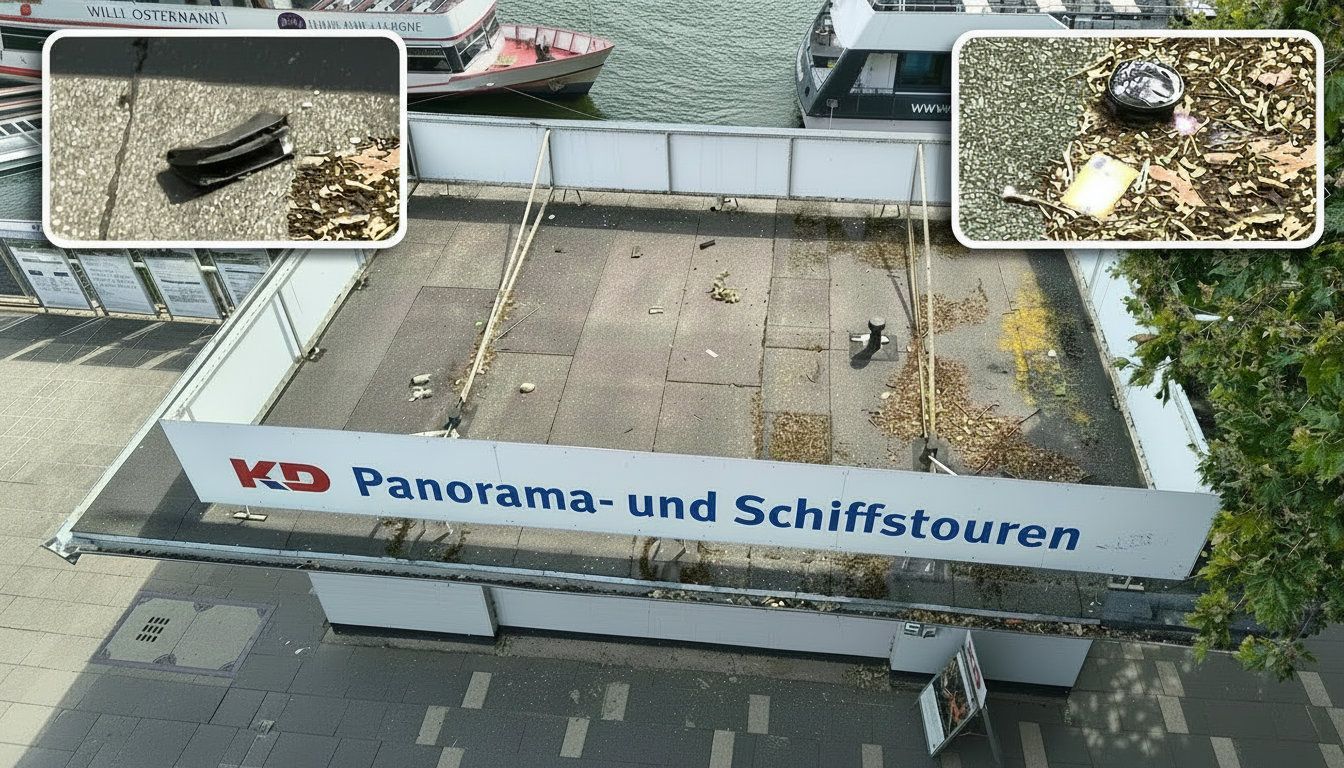 Auf dem Dach des Ticket-Häuschens der KD befinden sich mehrere Wertgegenstände.