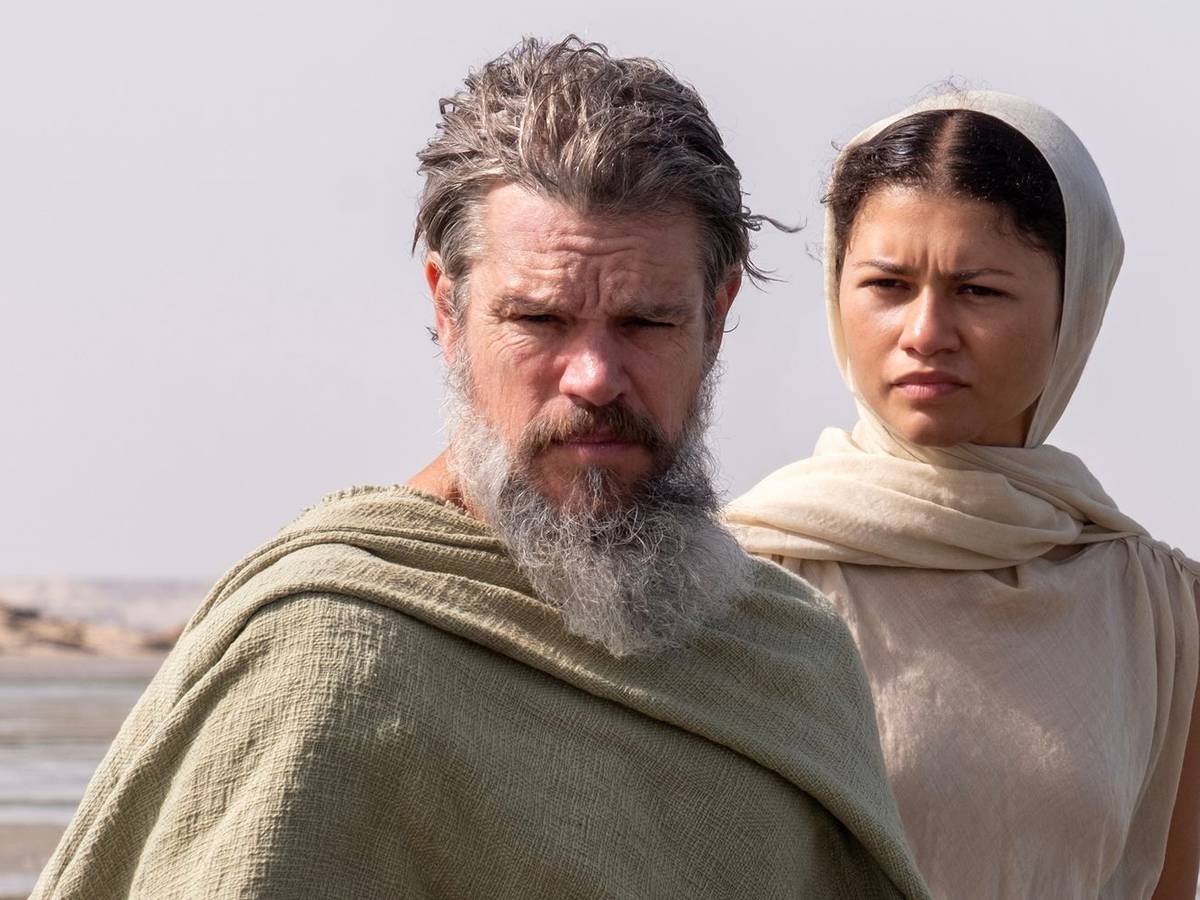 Odysseus (Matt Damon) wird von Göttin Athene (Zendaya) heimgesucht. (Bild: Universal Studios)