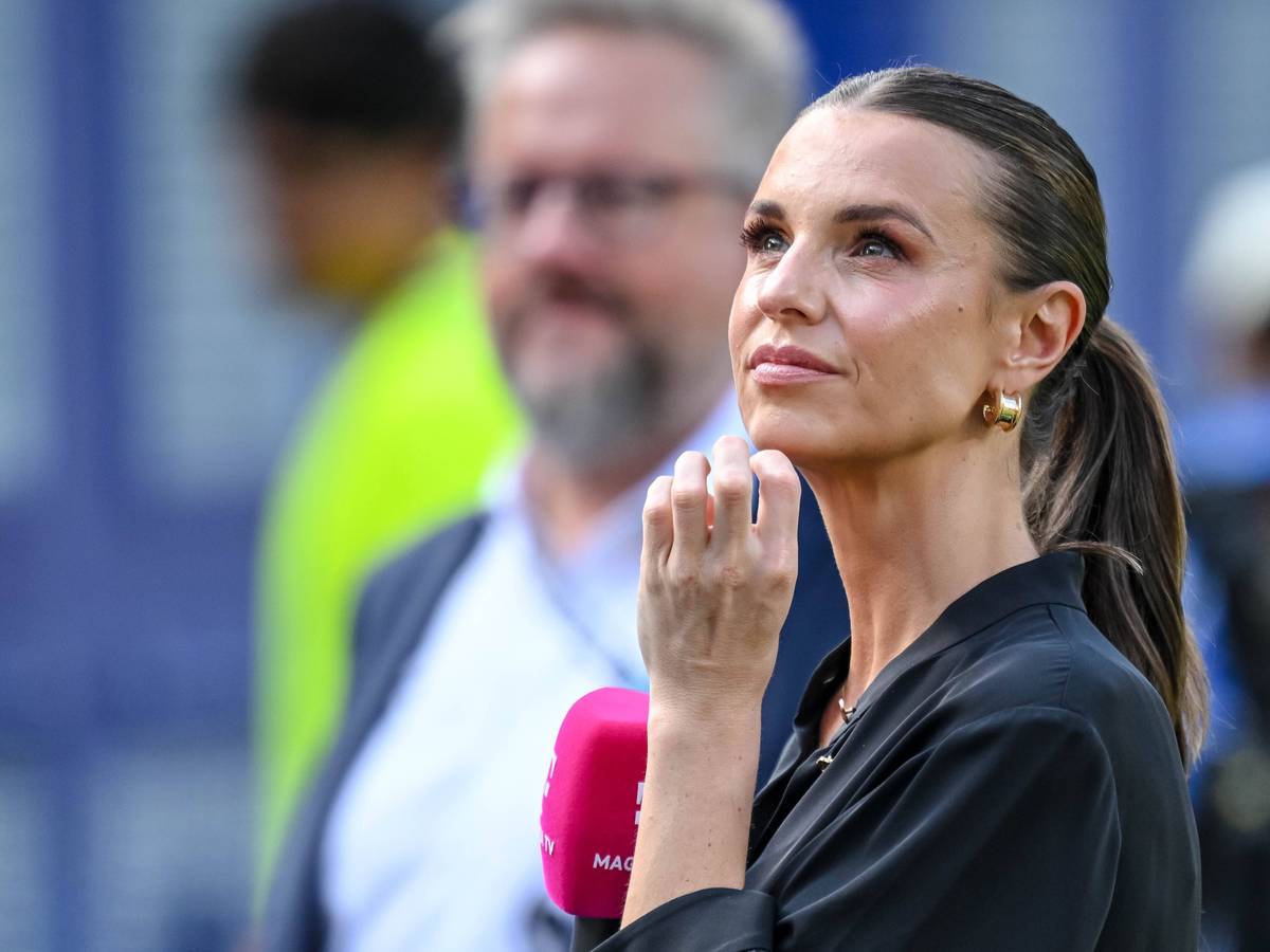 Laura Wontorra als Moderatorin bei der WM.