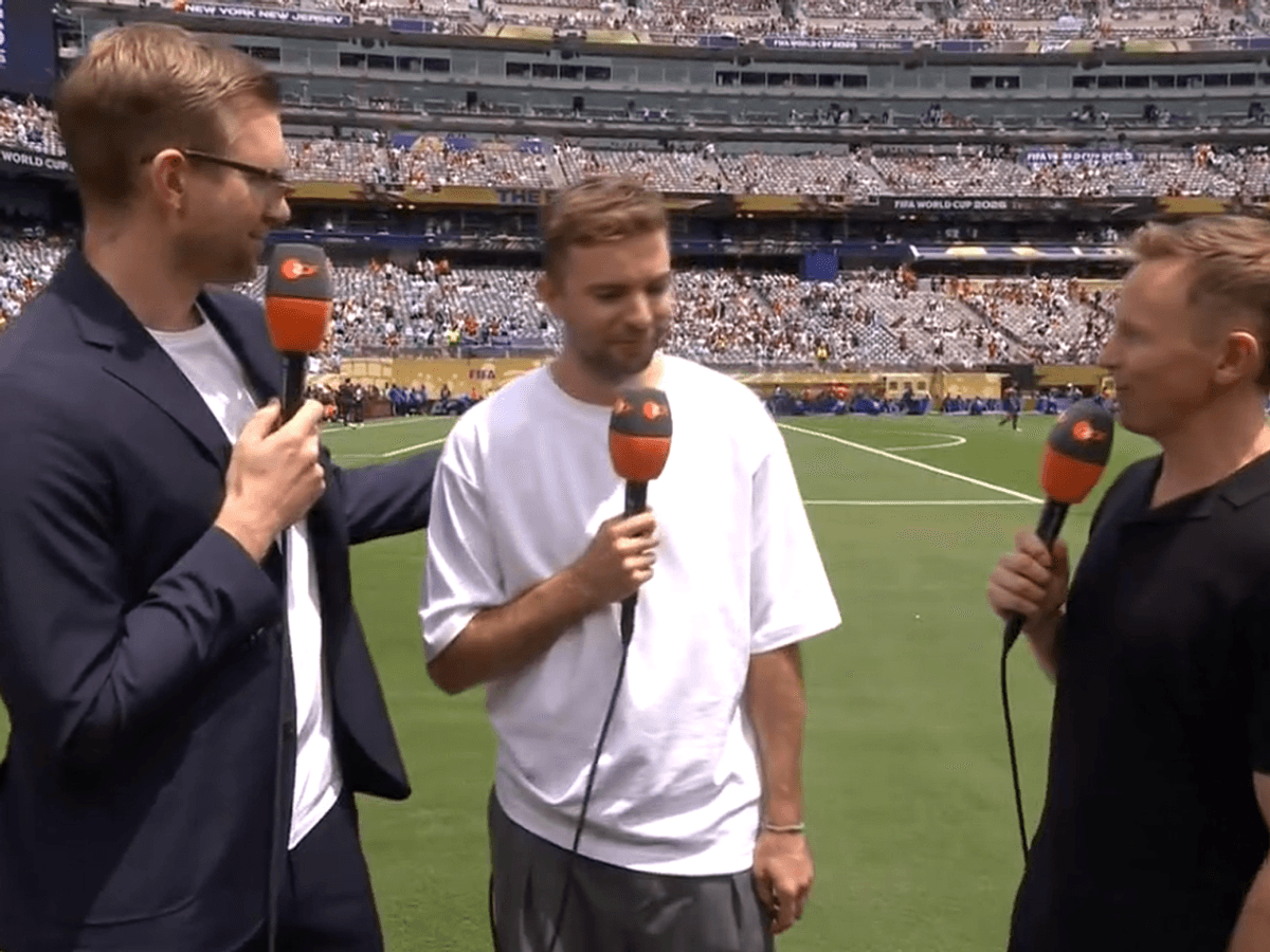 Per Mertesacker, Christoph Kramer und Jochen Breyer in New York im WM-Finalstadion. Foto: Screenshot ZDF