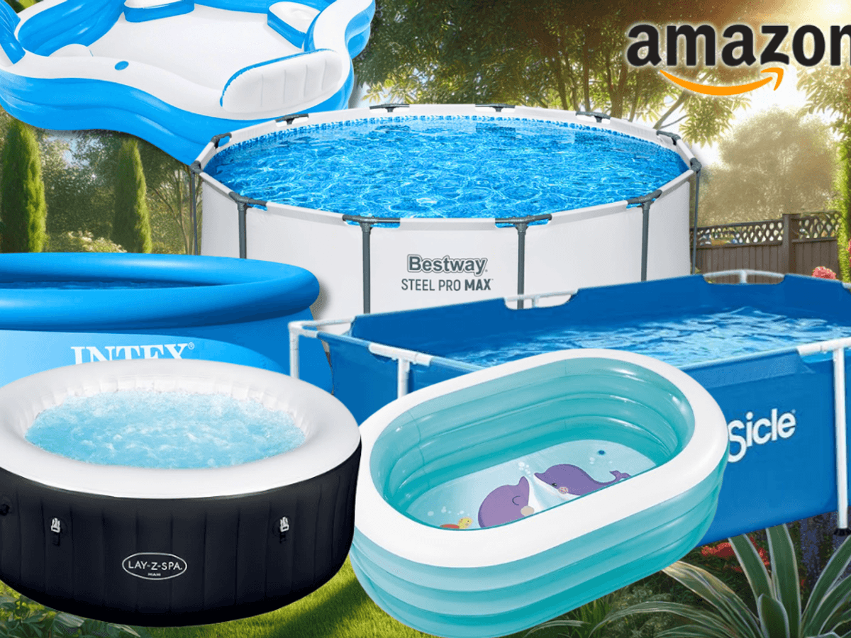 Auf dem Bild sind unterschiedliche Pool Arten aufgelistet, die sich bei Amazon aktuell im Sale befinden.