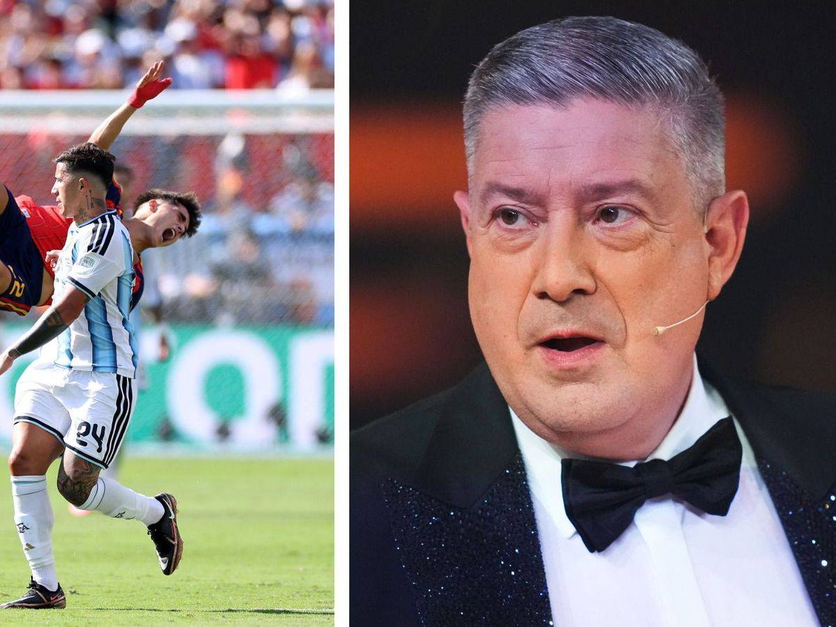 Argentinien (links: Enzo Fernandez gegen Spaniens Pau Cubarsí) ging im WM-Finale nicht zimperlich zu Werke. TV-Star Joachim Llambi (rechts) fand dafür deutliche Worte. (Bild: Getty Images / Barrena / Mullan (Collage))