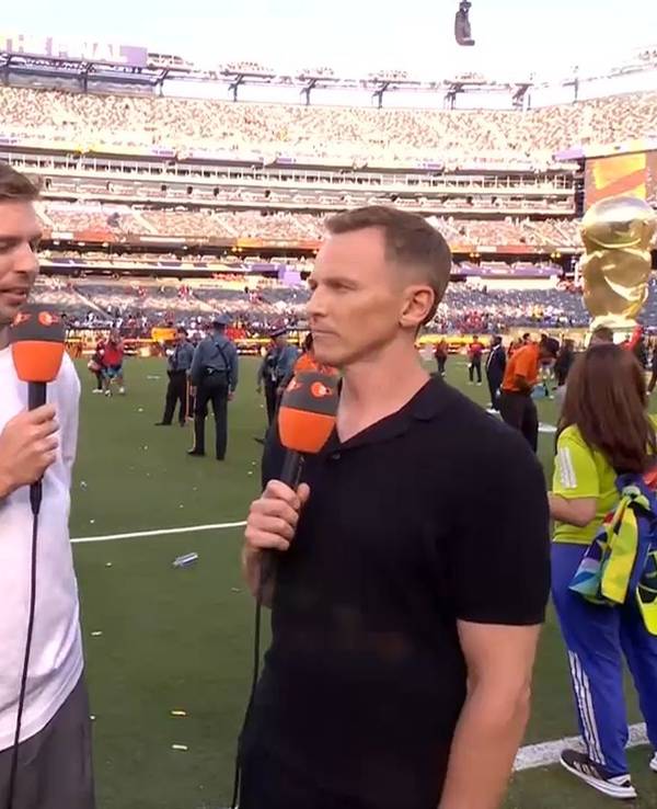 Das ZDF-Team mit Per Mertesacker, Christoph Kramer und Jochen Breyer am Sonntag (19. Juli 2026) beim WM-Finale.