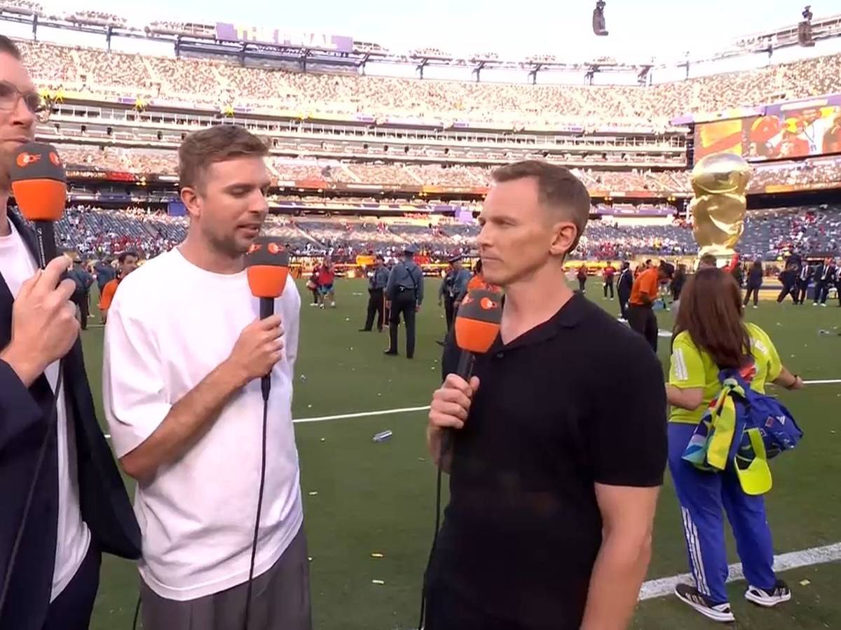 Das ZDF-Team mit Per Mertesacker, Christoph Kramer und Jochen Breyer am Sonntag (19. Juli 2026) beim WM-Finale.