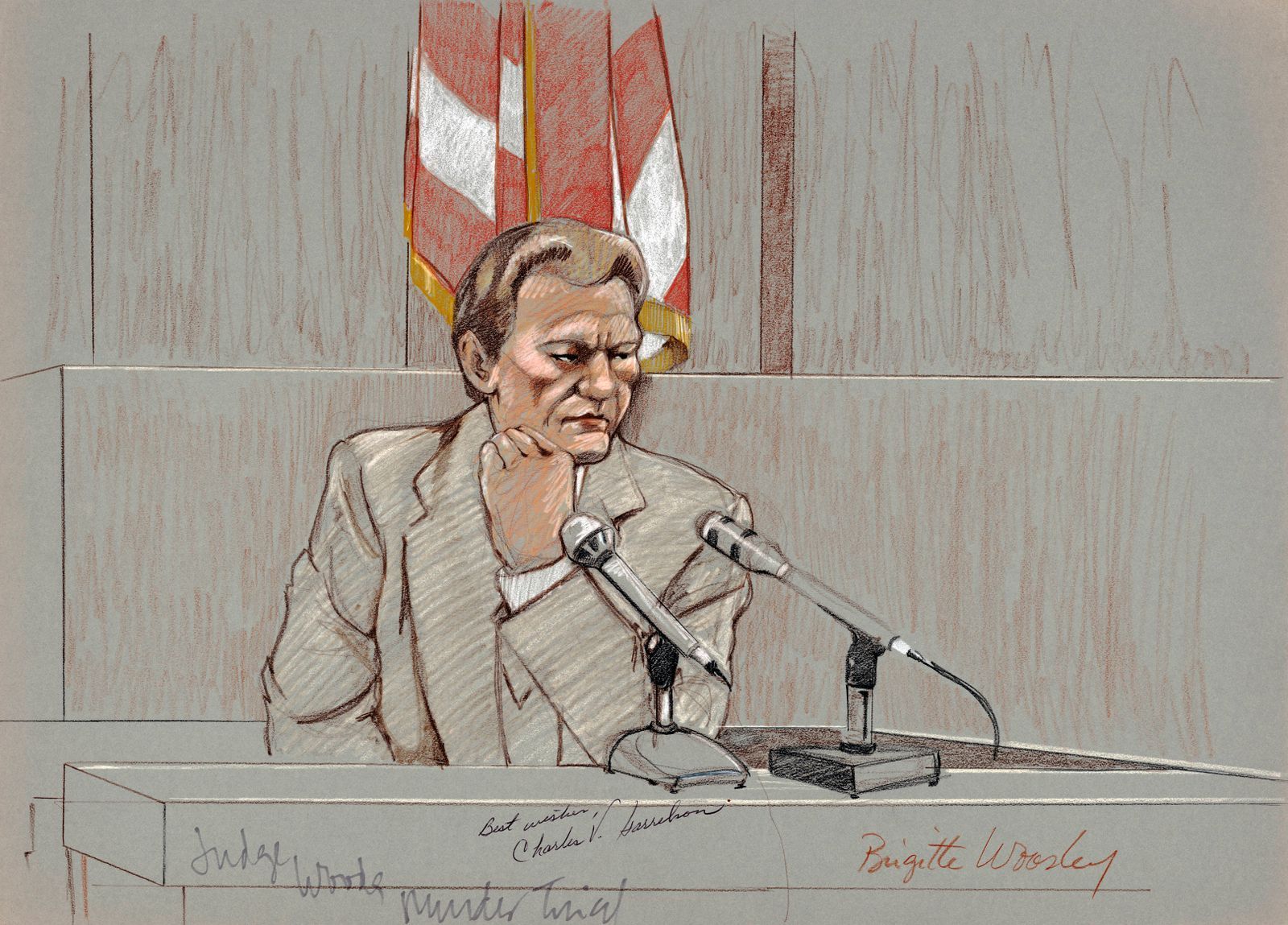 Woody Harrelsons Vater, hier beim Prozess gegen ihn wegen Mordes, war ein berüchtigter Auftragskiller. Wegen der Ermordung eines US-Bezirksrichters wurde Charles Voyde Harrelson 1981 zu einer lebenslangen Haftstrafe verurteilt. (Bild: IMAGO / GRANGER Historical Picture Archive)